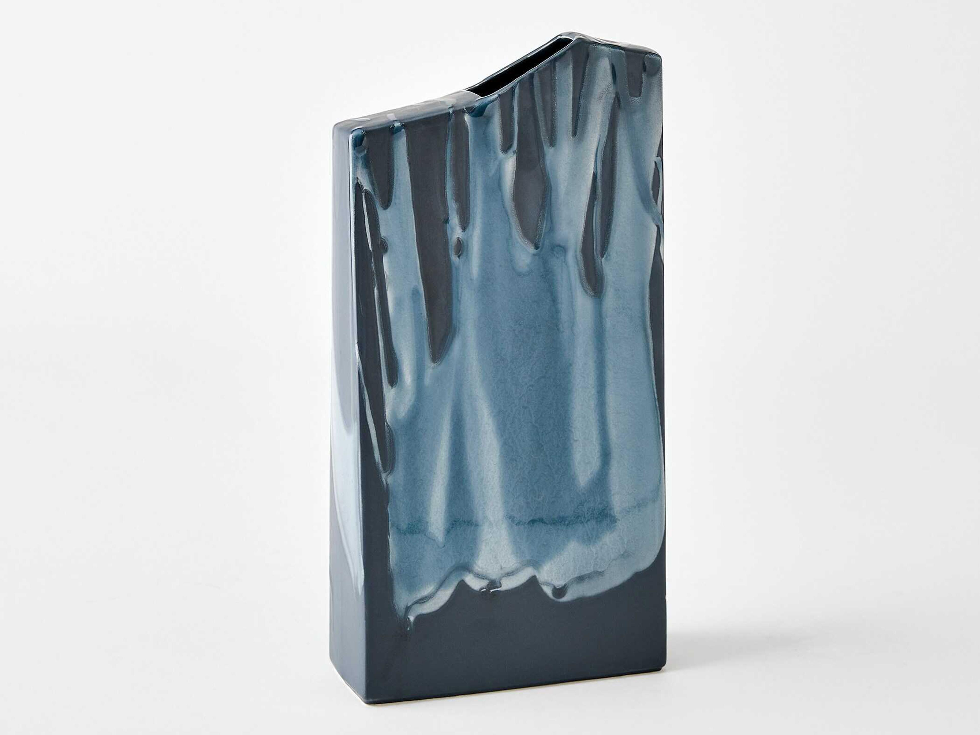 Global Views Column Splash Reactive Blue Vase