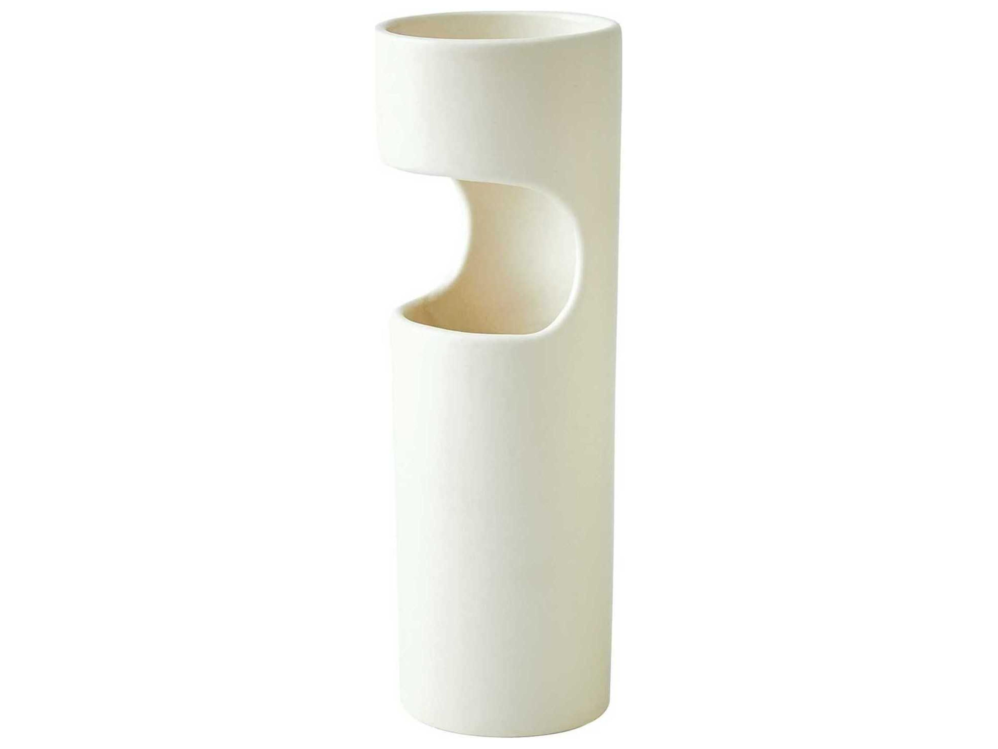 Global Views Cut Away Matte White Vase
