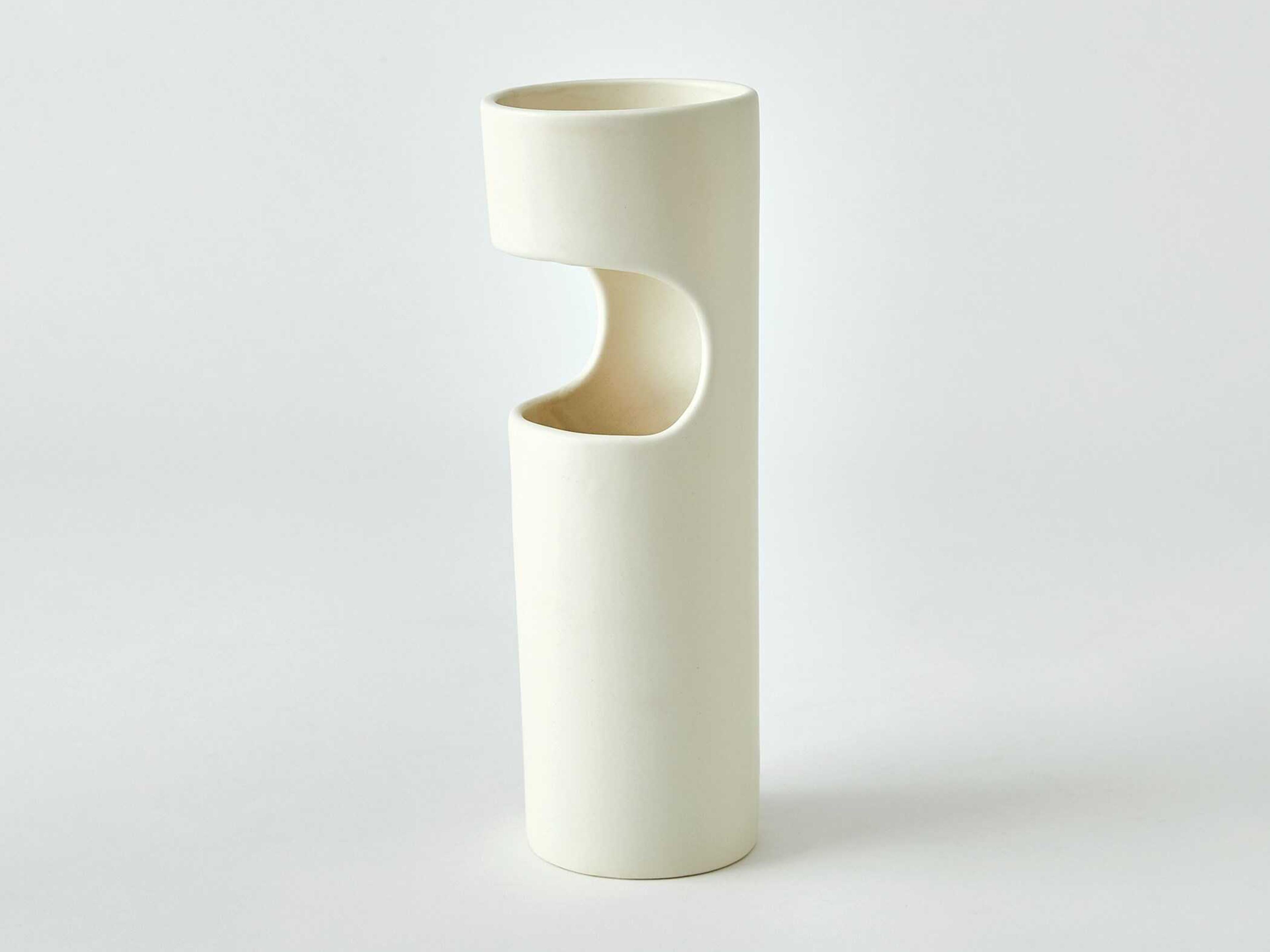 Global Views Cut Away Matte White Vase