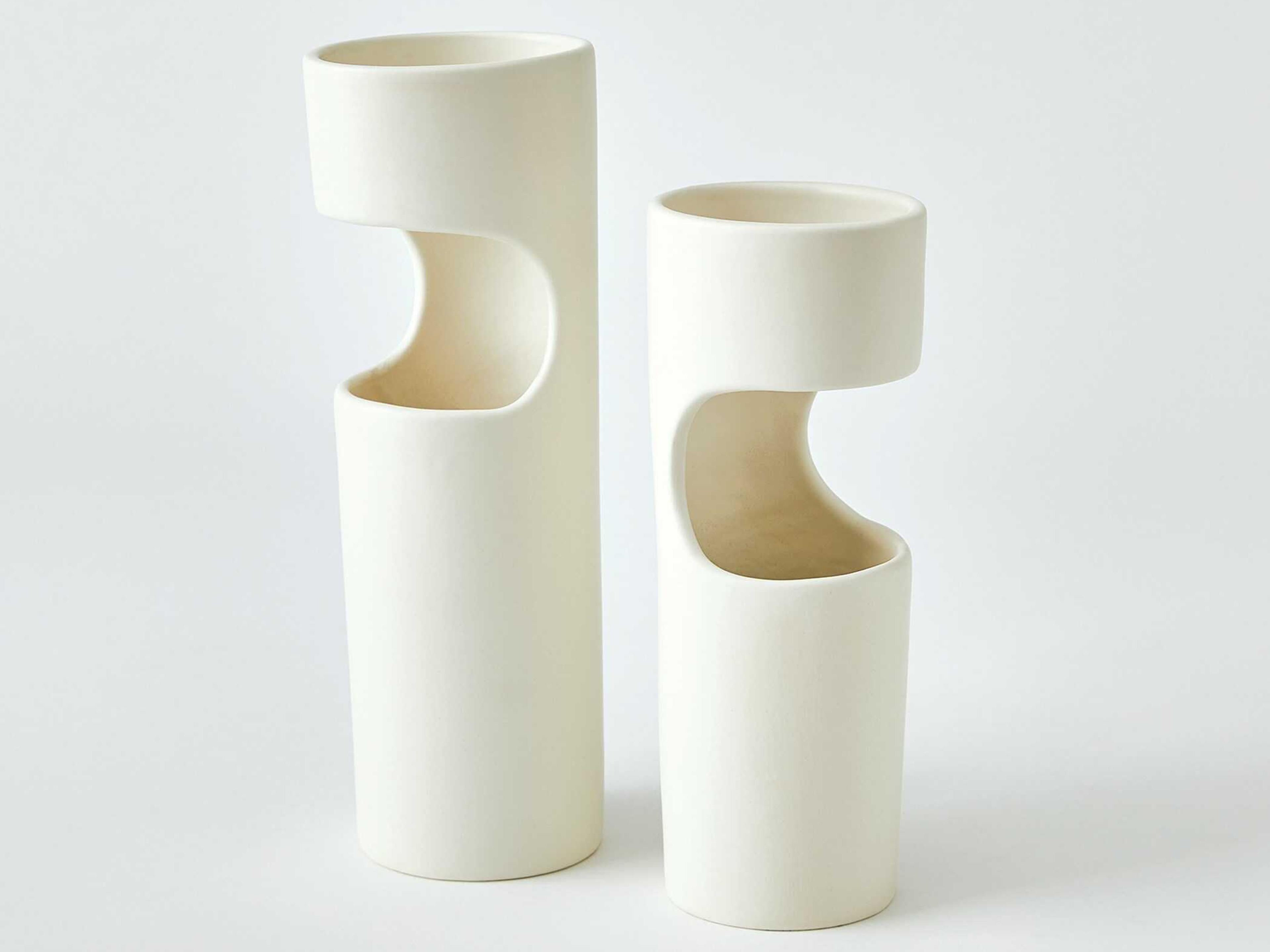 Global Views Cut Away Matte White Vase