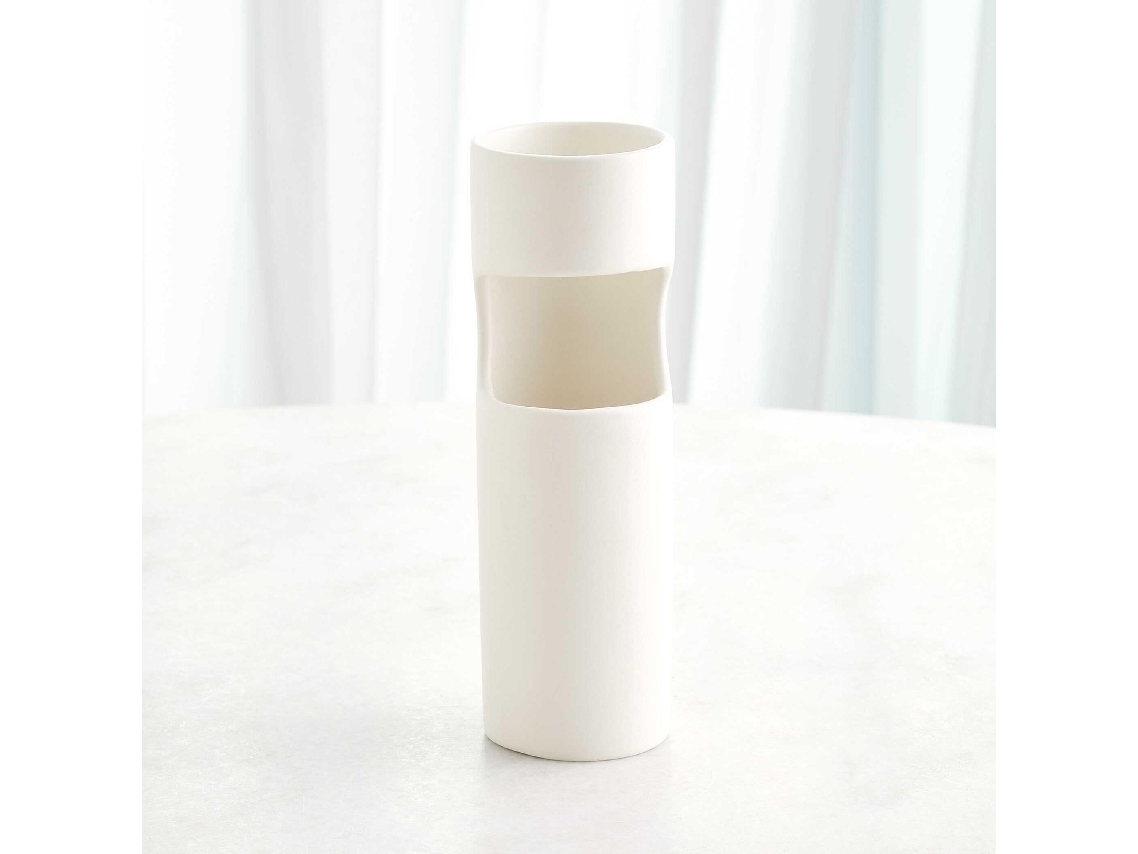 Global Views Cut Away Matte White Vase