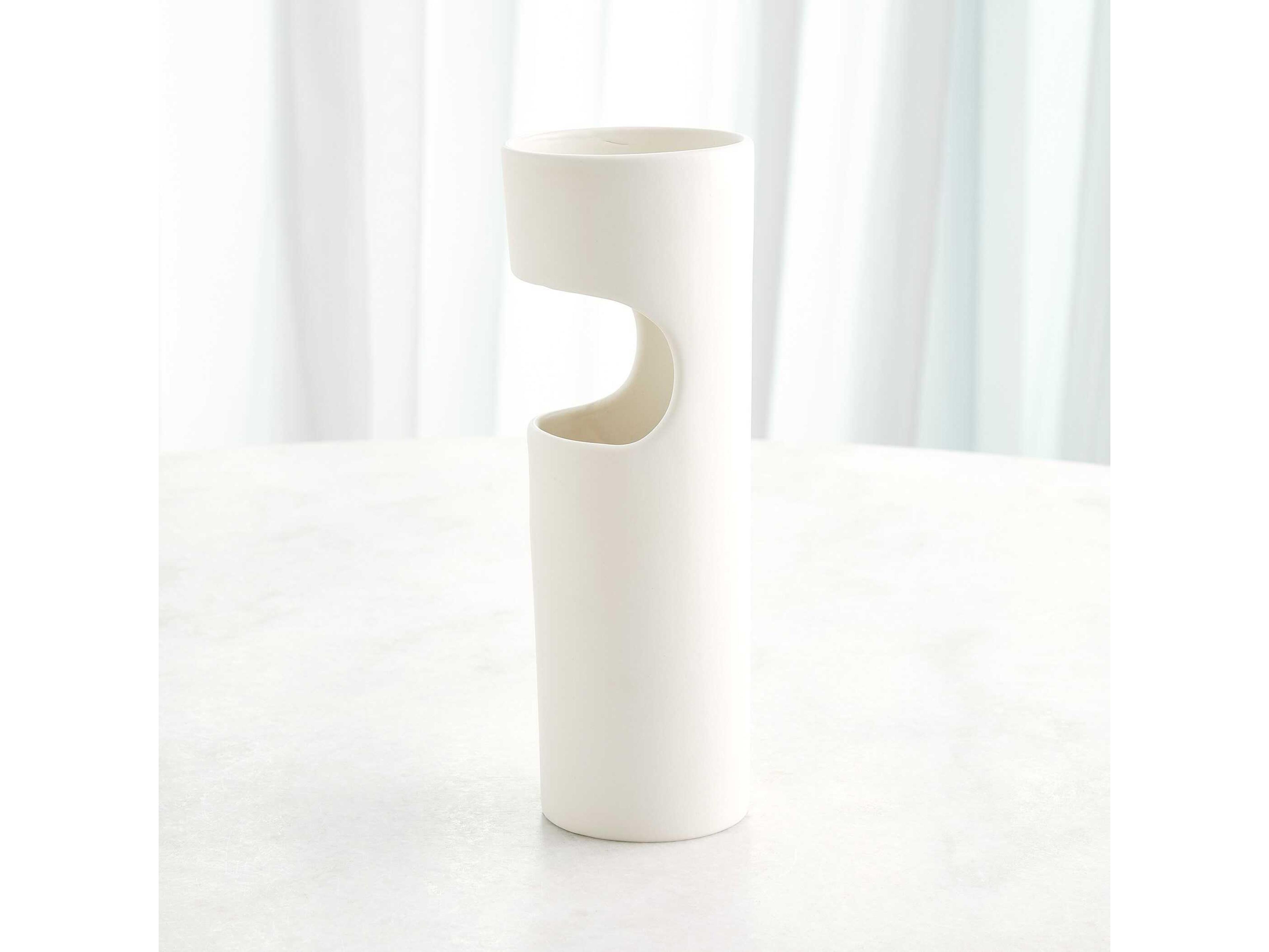Global Views Cut Away Matte White Vase