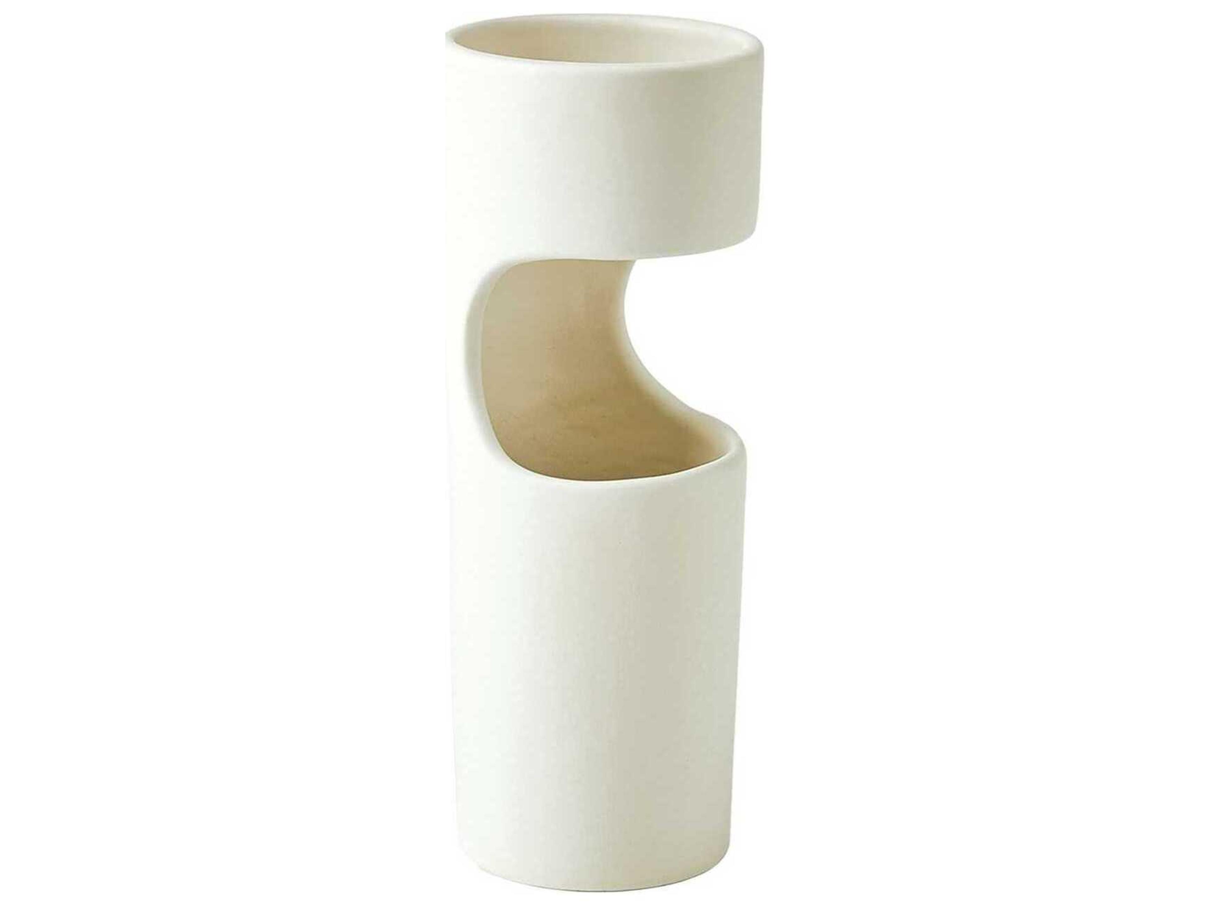 Cut Away Matte White Vase