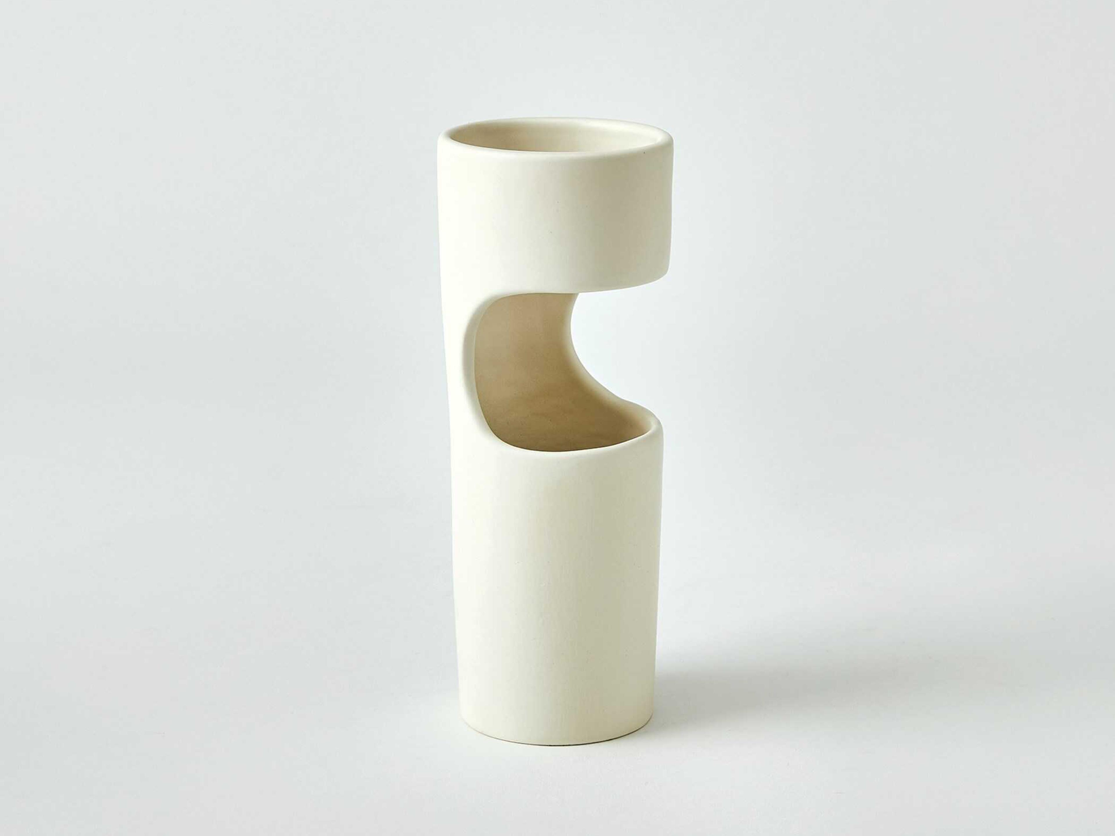 Global Views Cut Away Matte White Vase