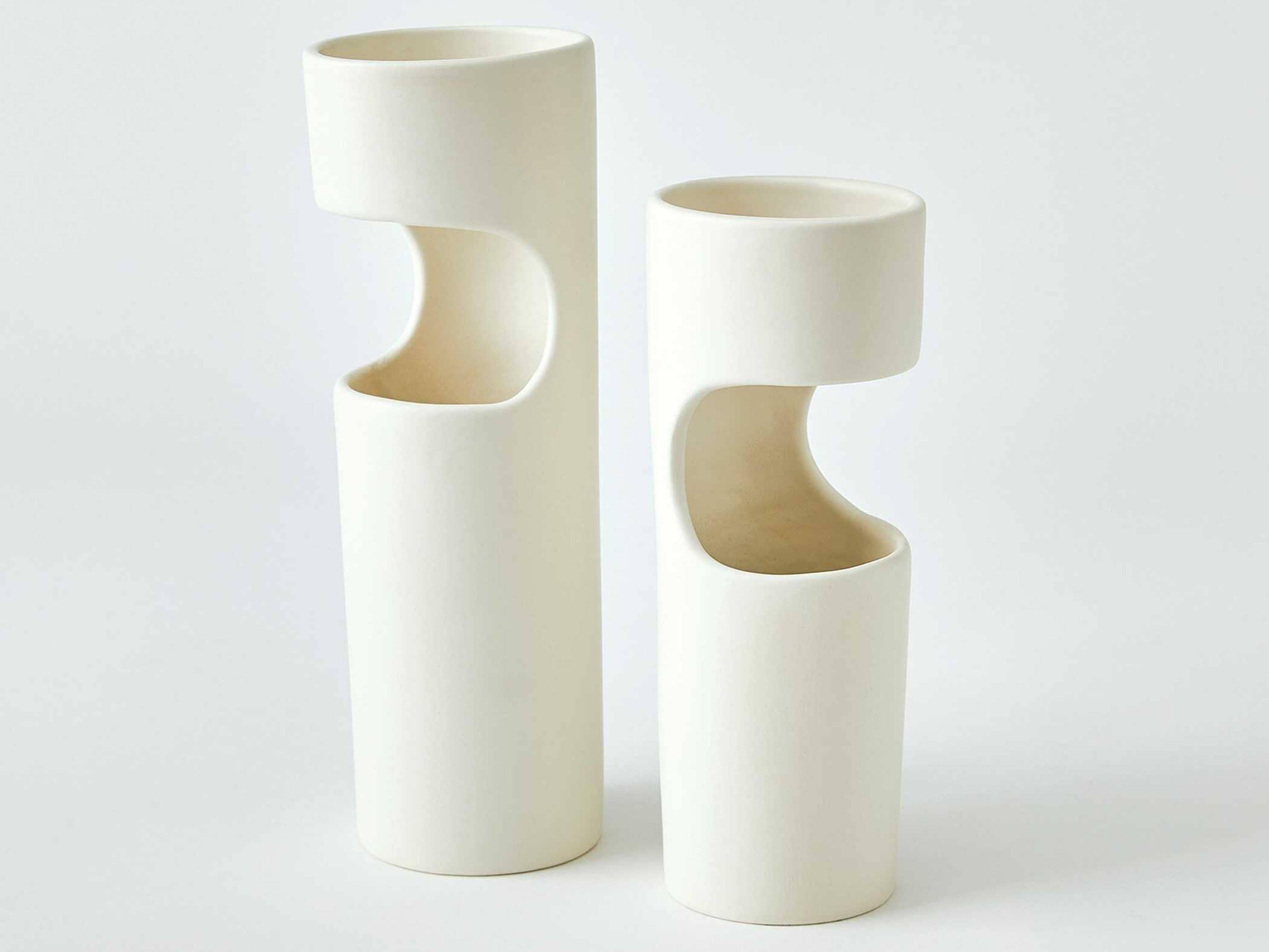 Global Views Cut Away Matte White Vase