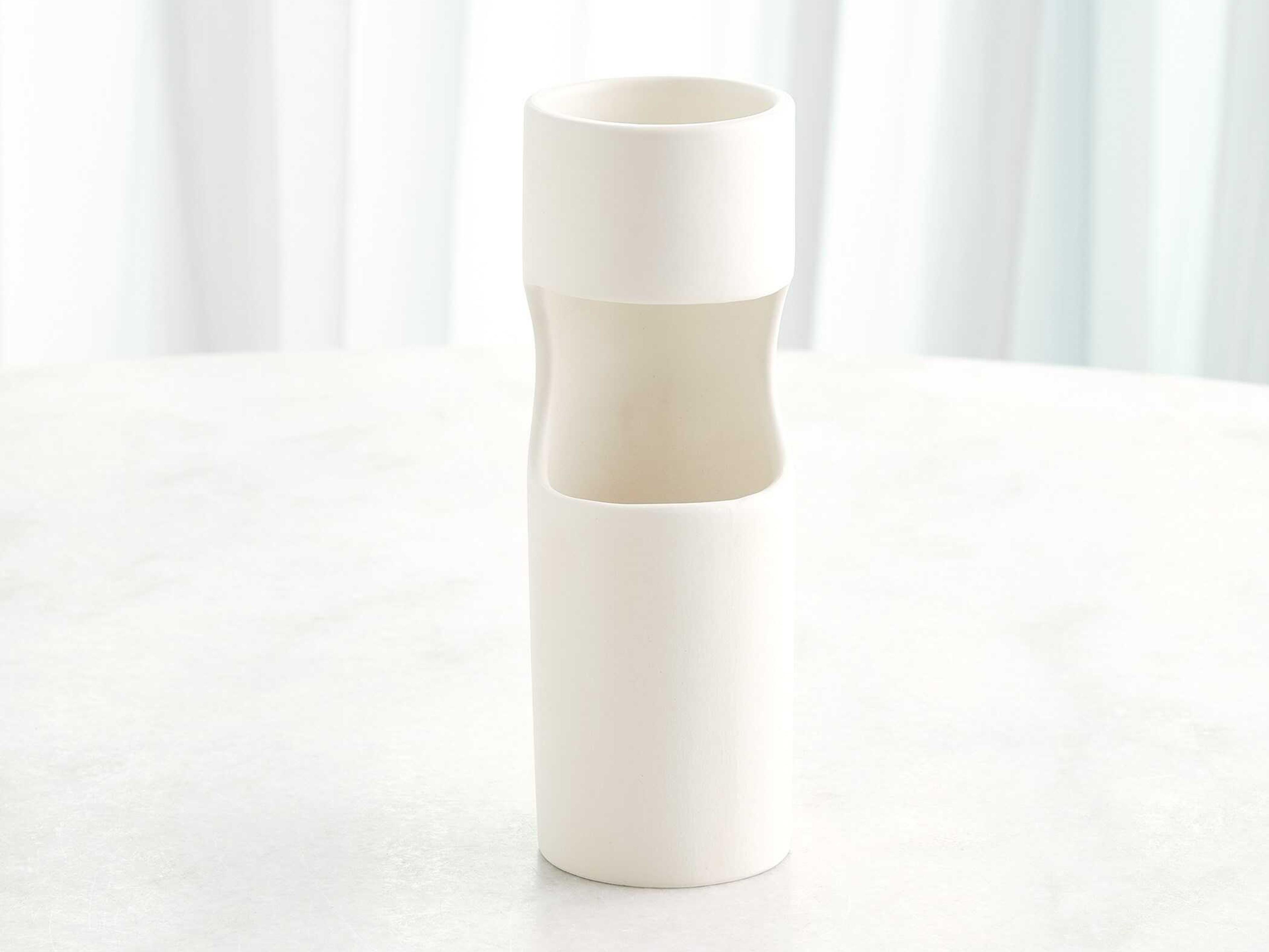 Global Views Cut Away Matte White Vase