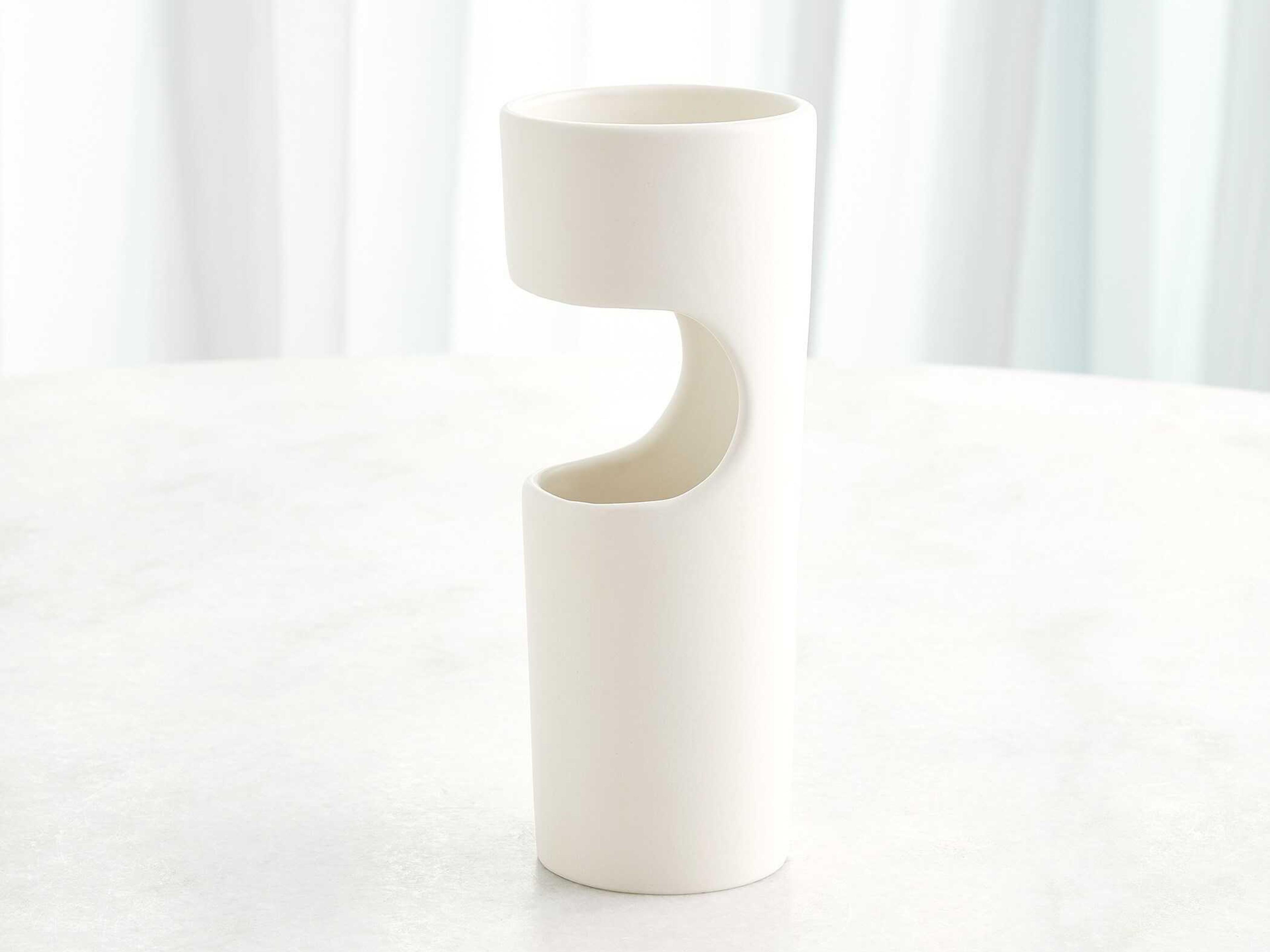 Global Views Cut Away Matte White Vase