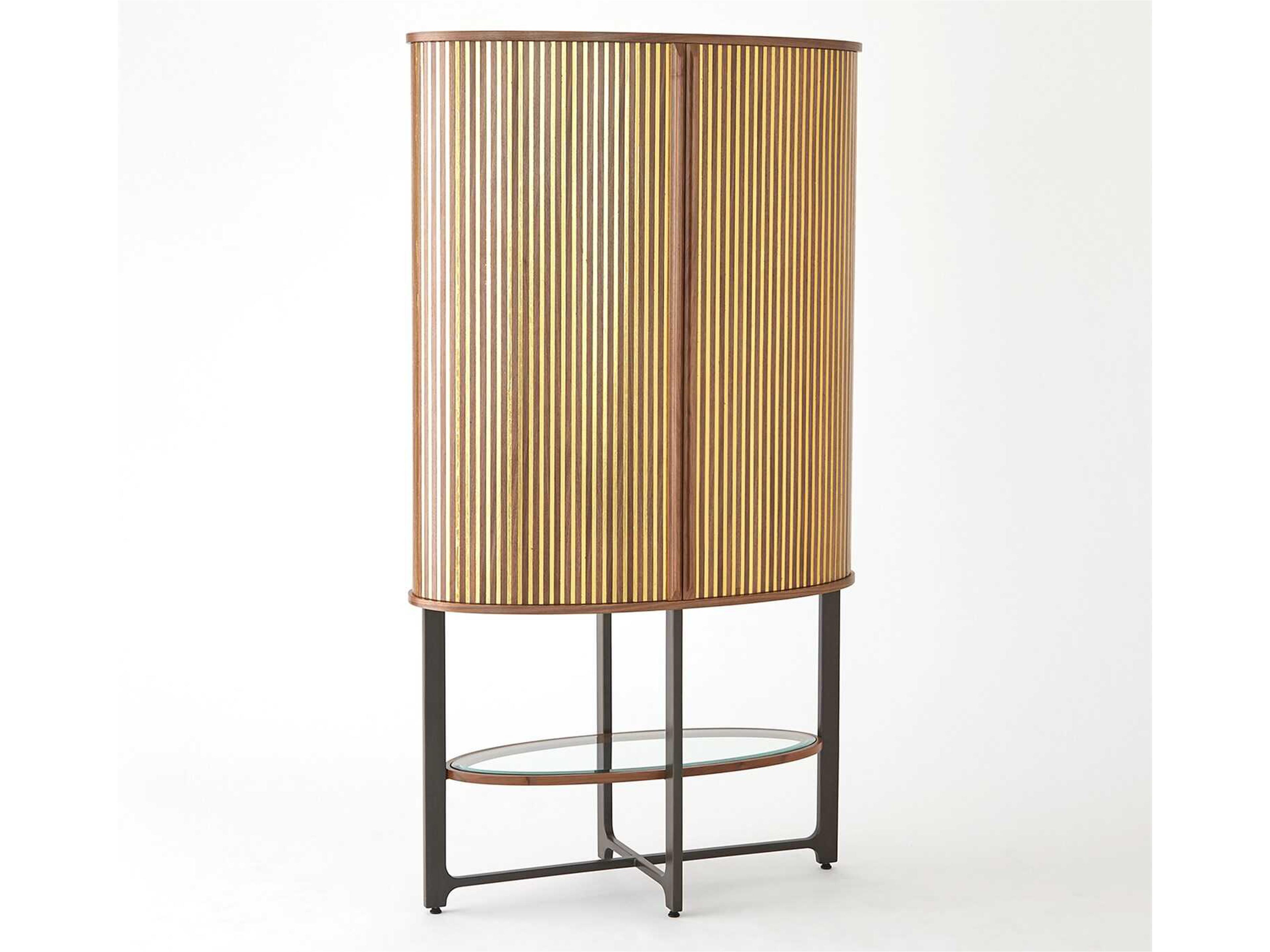 Walnut Natural Gold Leaf Gunmetal Brown Wood Accent Chest