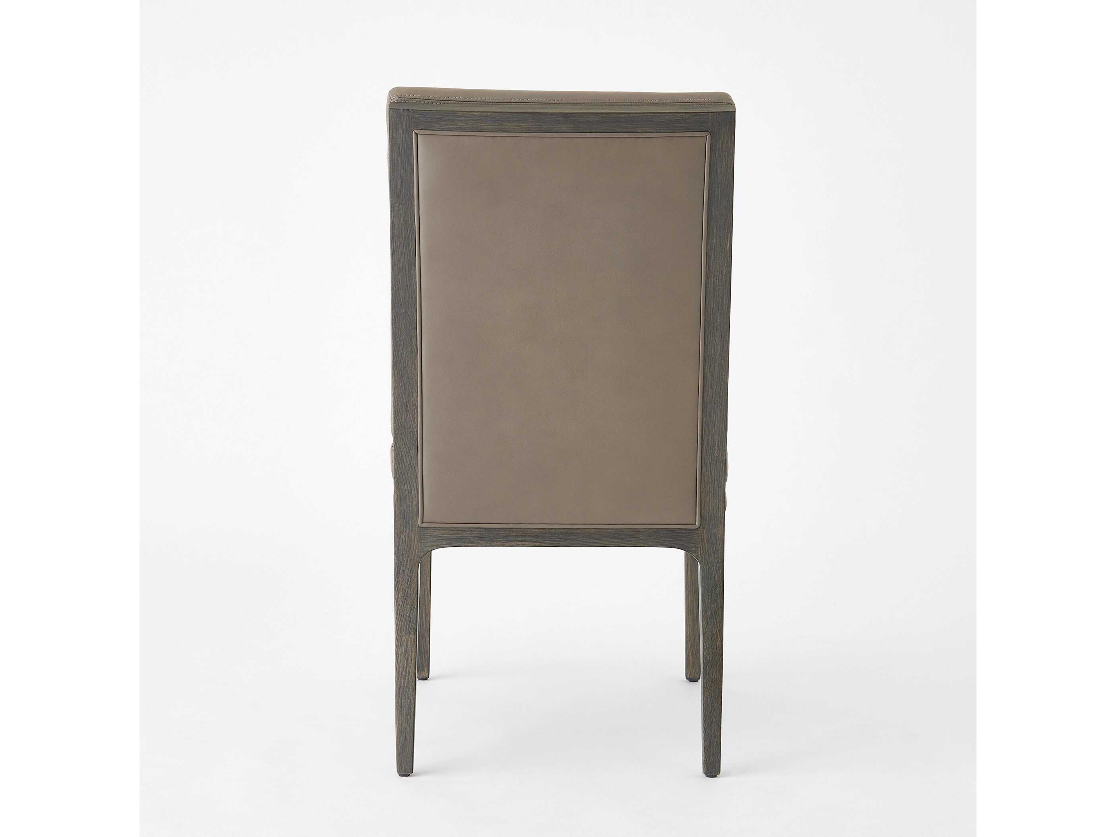 Global Views Abbott Beech Wood Gray Leather Armless Dining Chair