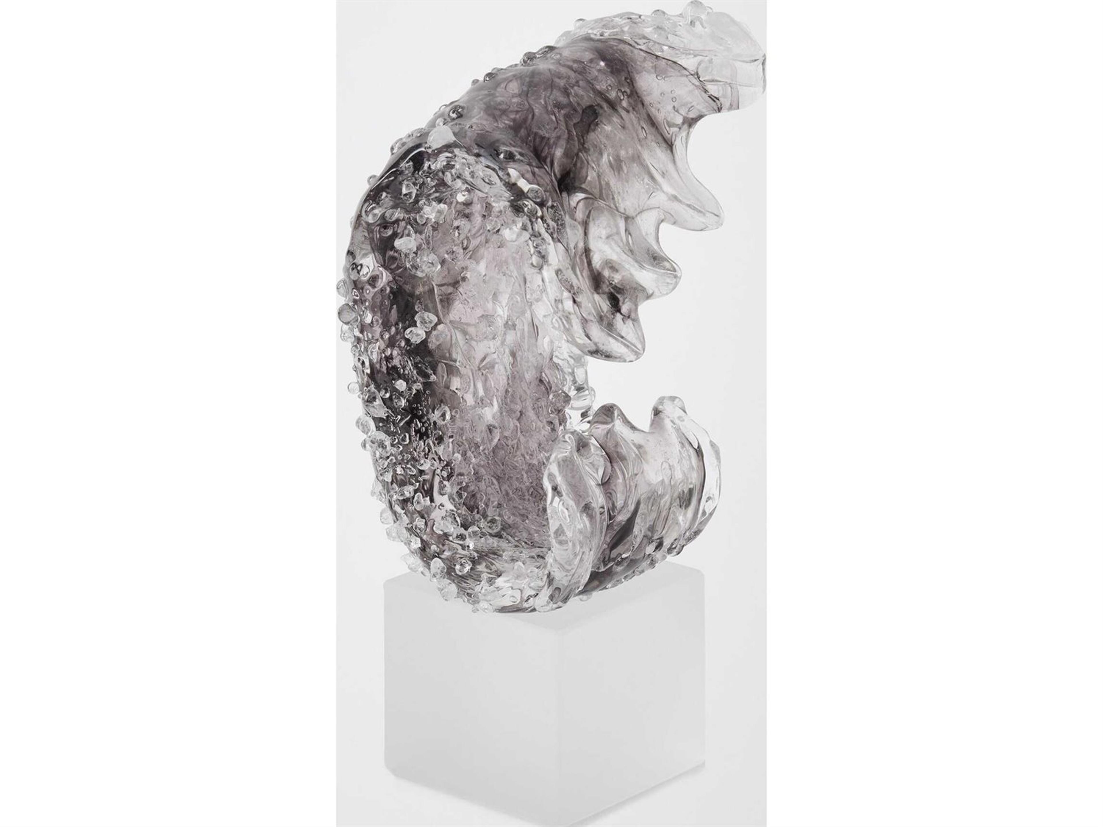 Global Views Tidal Wave Clear Frosted Gray Sculpture Large