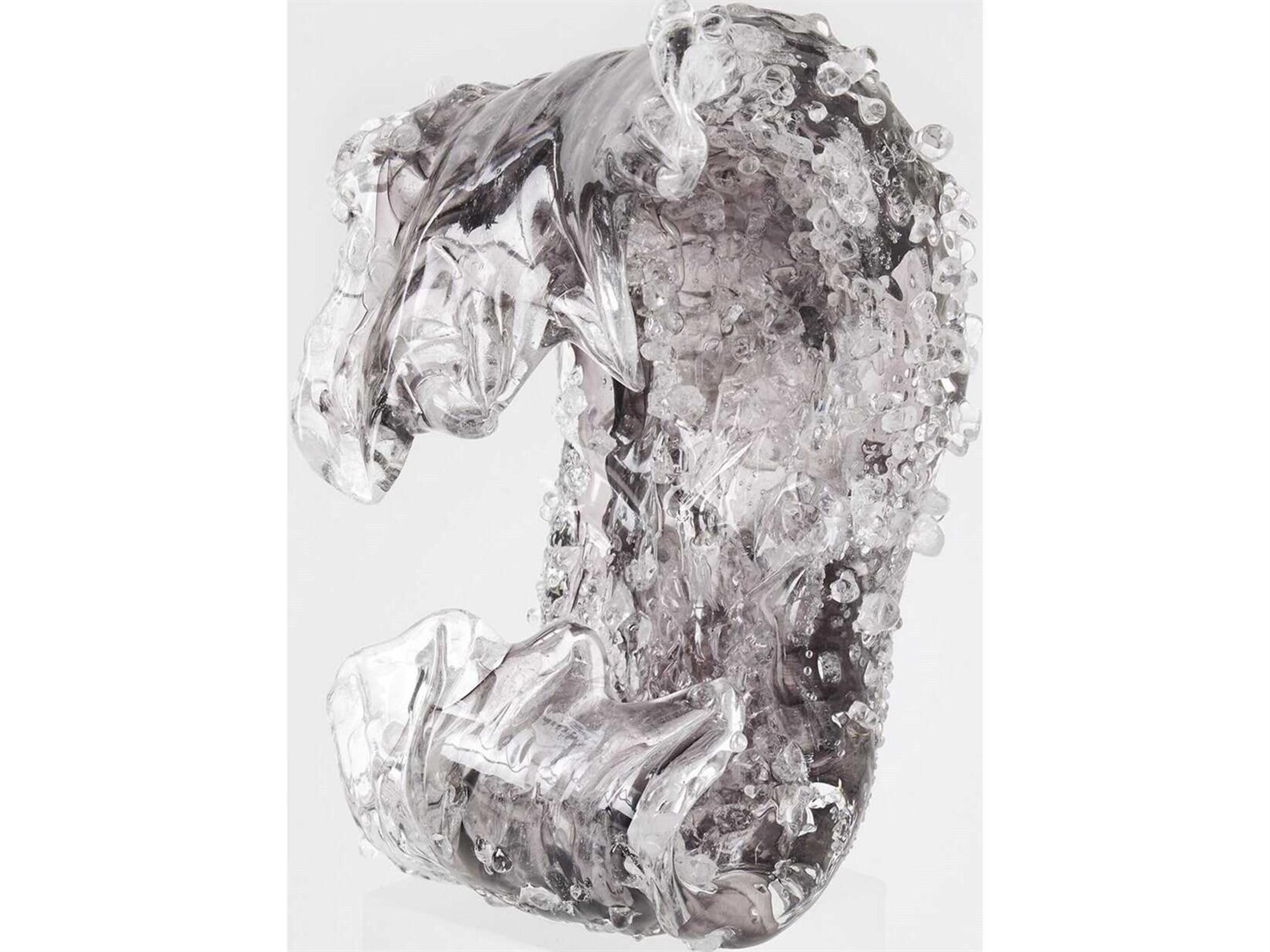 Global Views Tidal Wave Clear Frosted Gray Sculpture Large