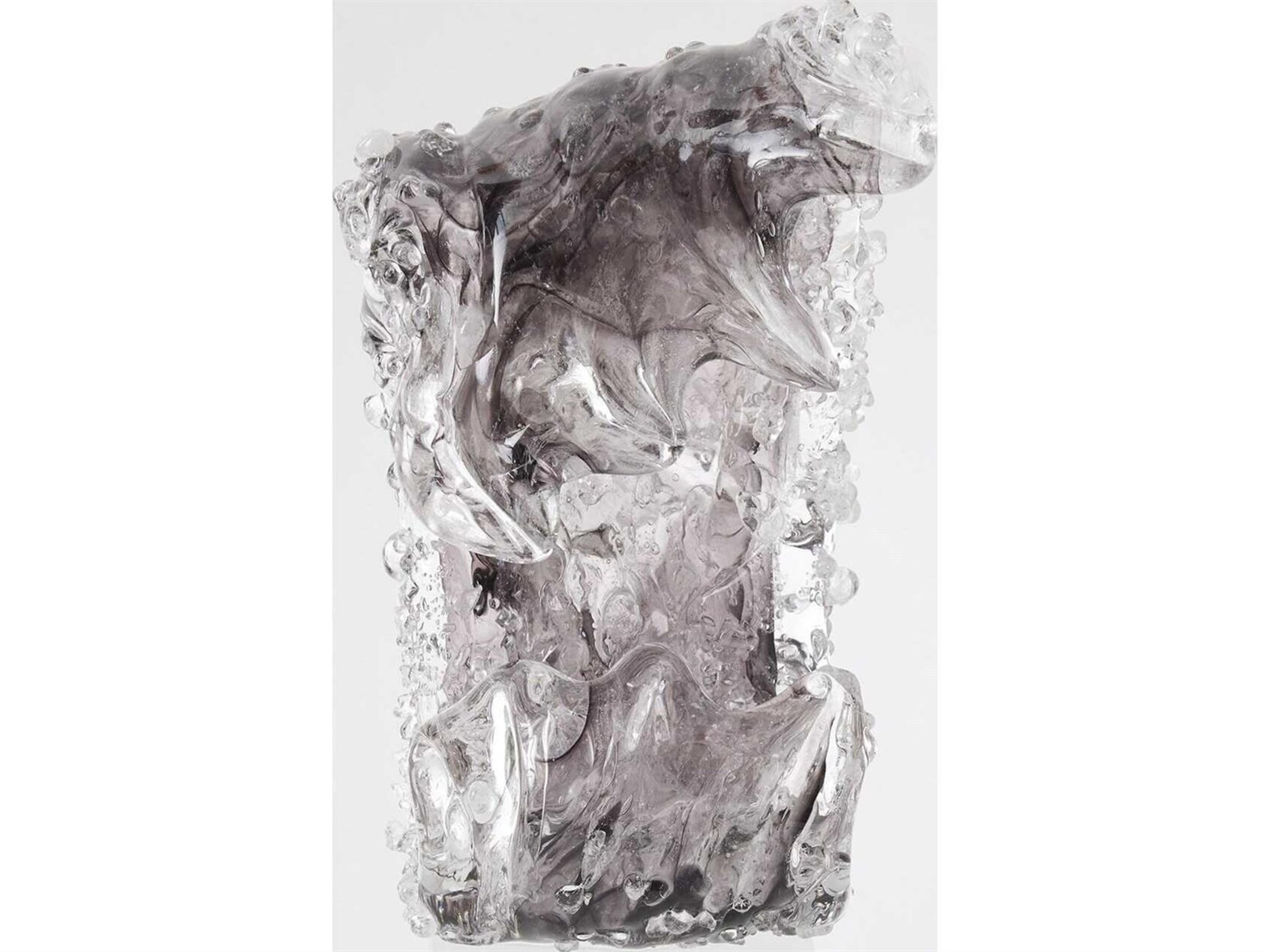 Global Views Tidal Wave Clear Frosted Gray Sculpture Large