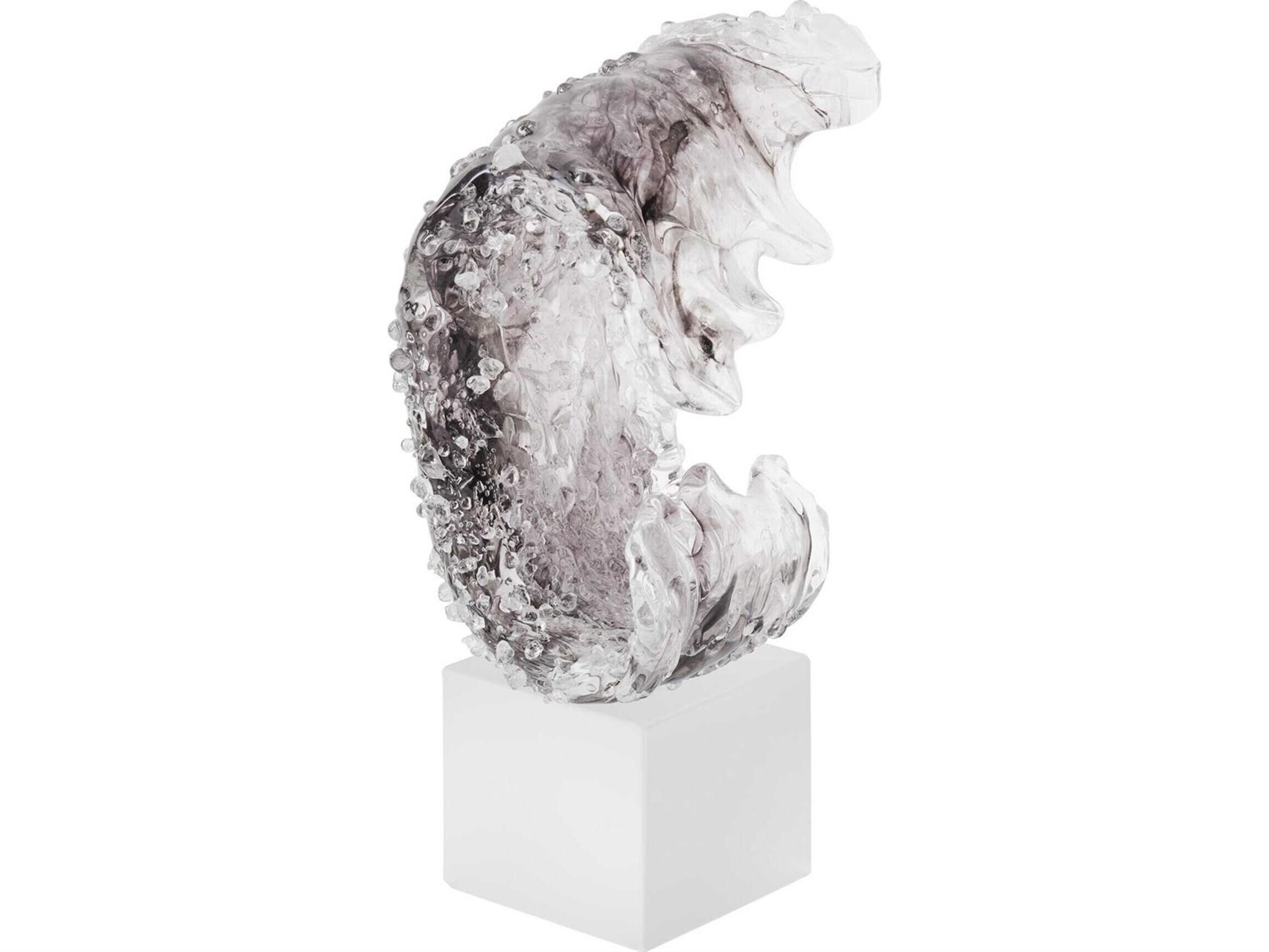 Tidal Wave Clear Frosted Gray Sculpture Large