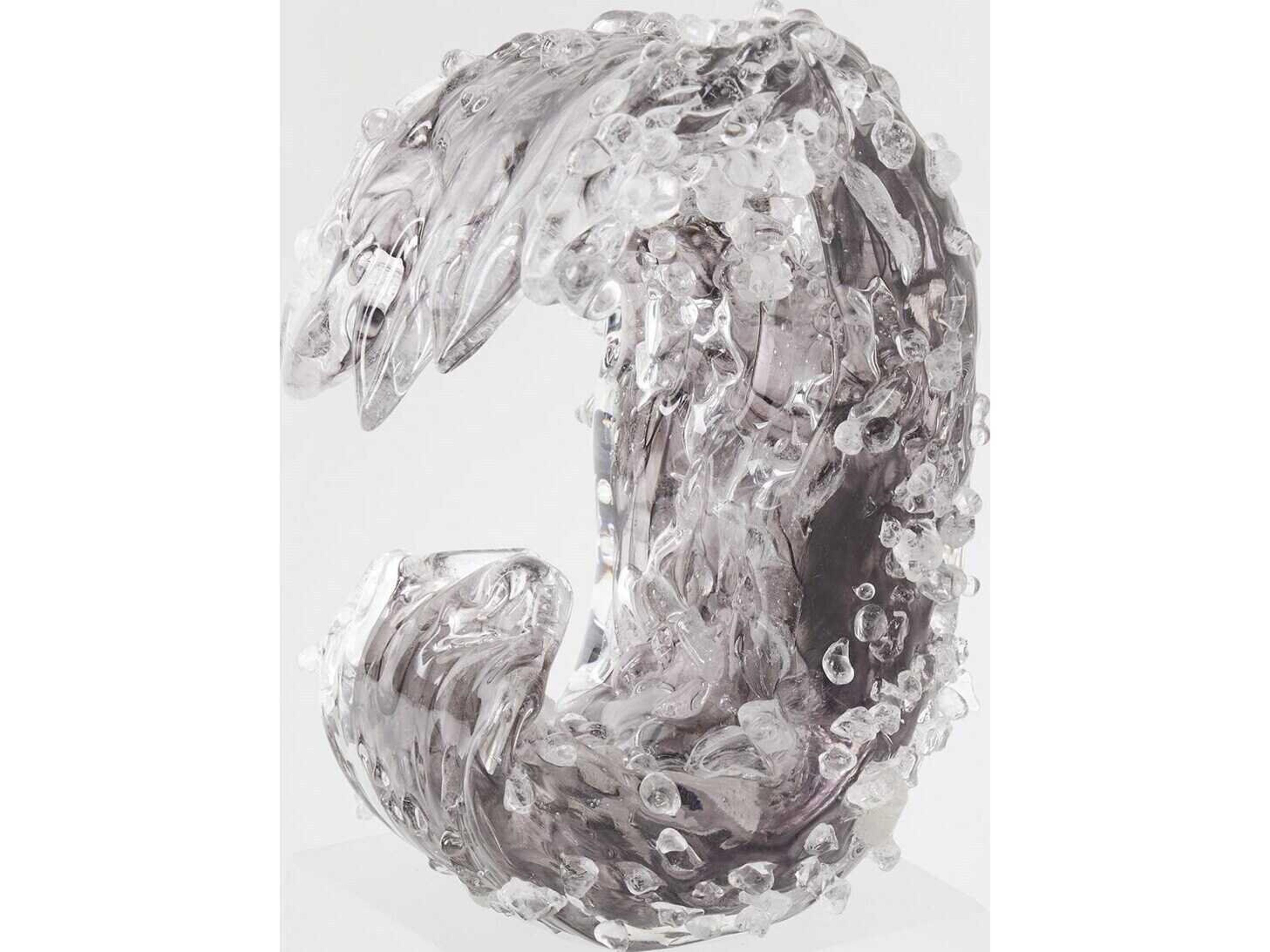 Global Views Tidal Wave Clear Frosted Gray Sculpture Small