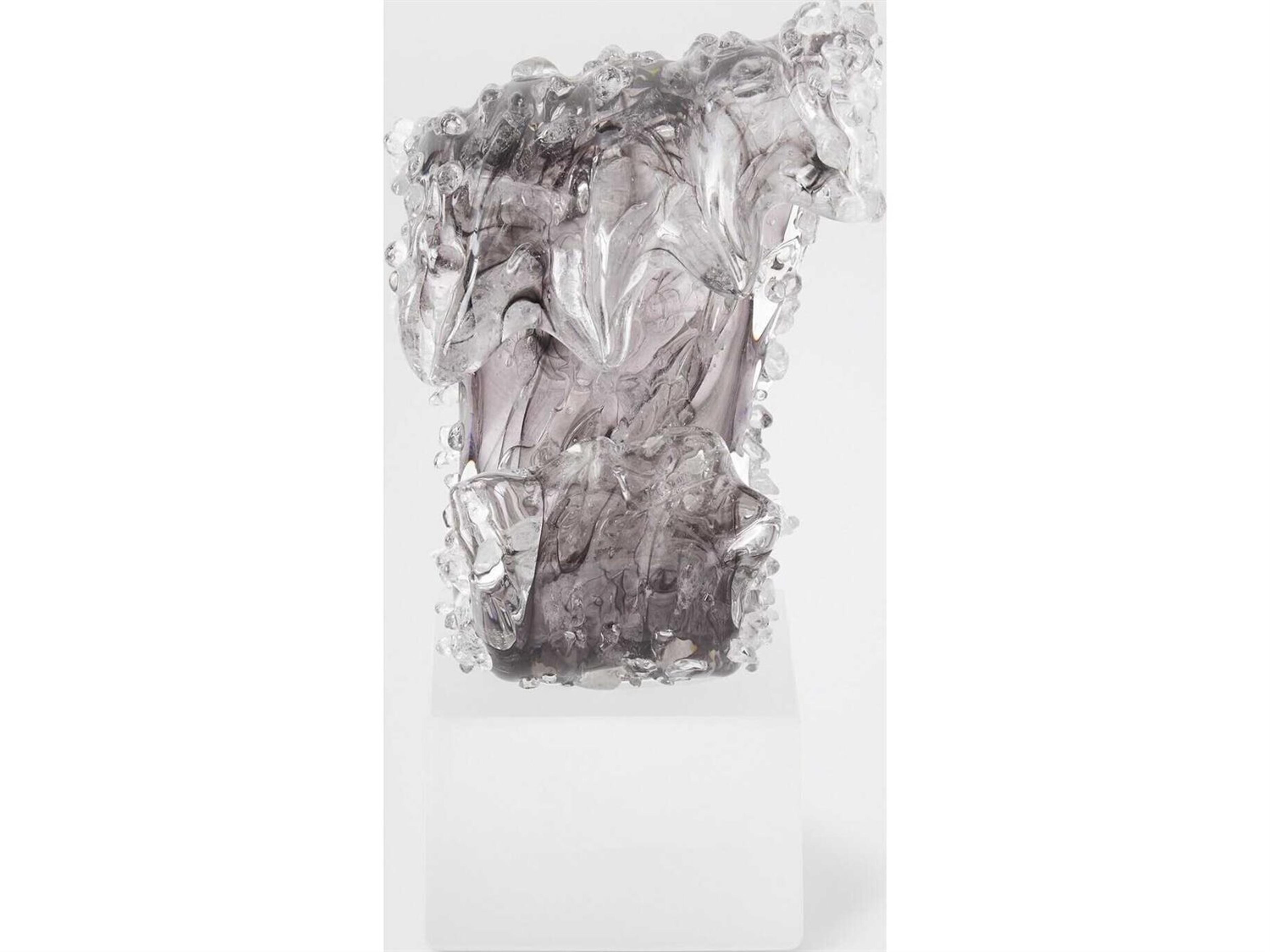 Global Views Tidal Wave Clear Frosted Gray Sculpture Small