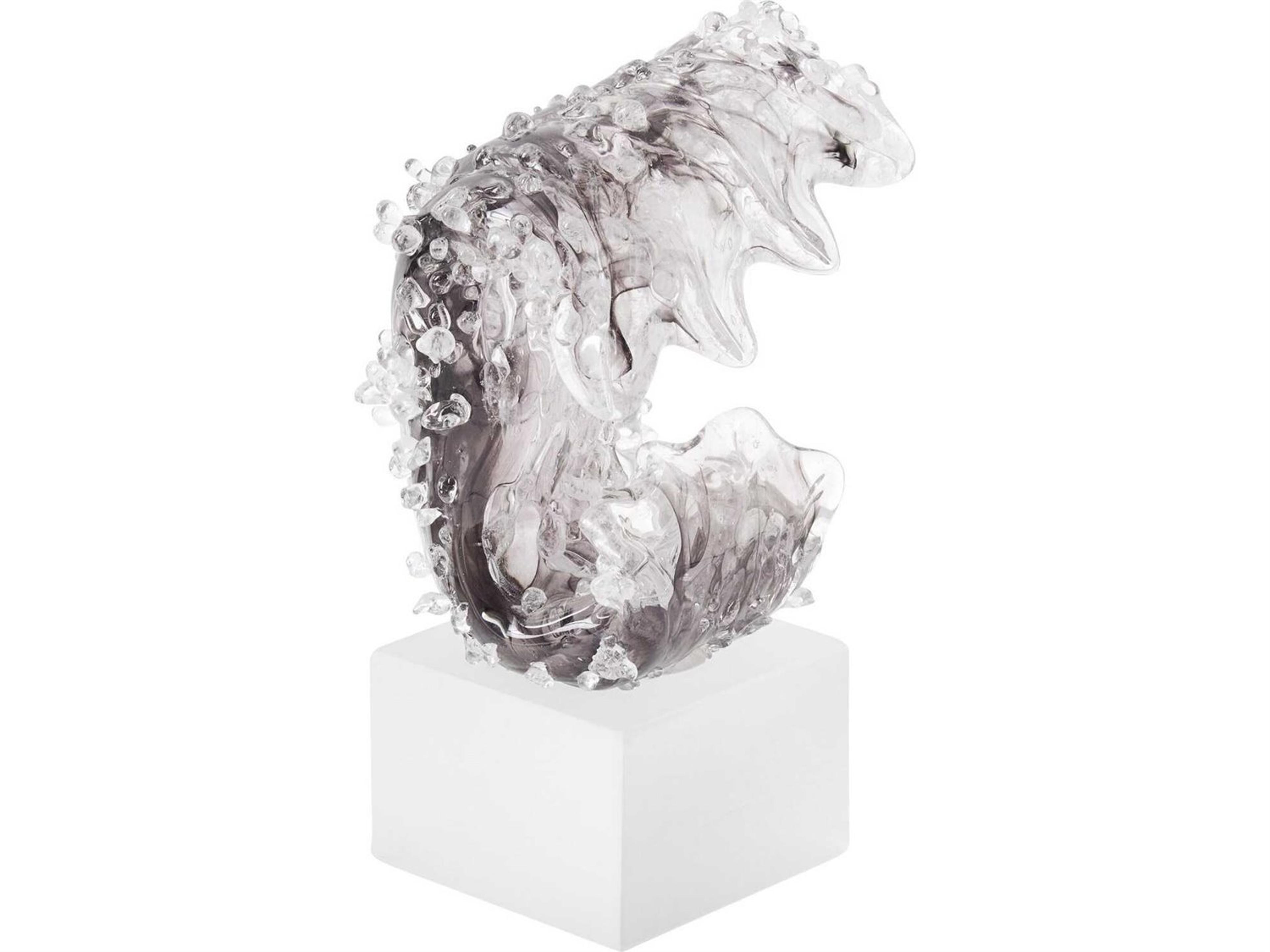 Tidal Wave Clear Frosted Gray Sculpture Small