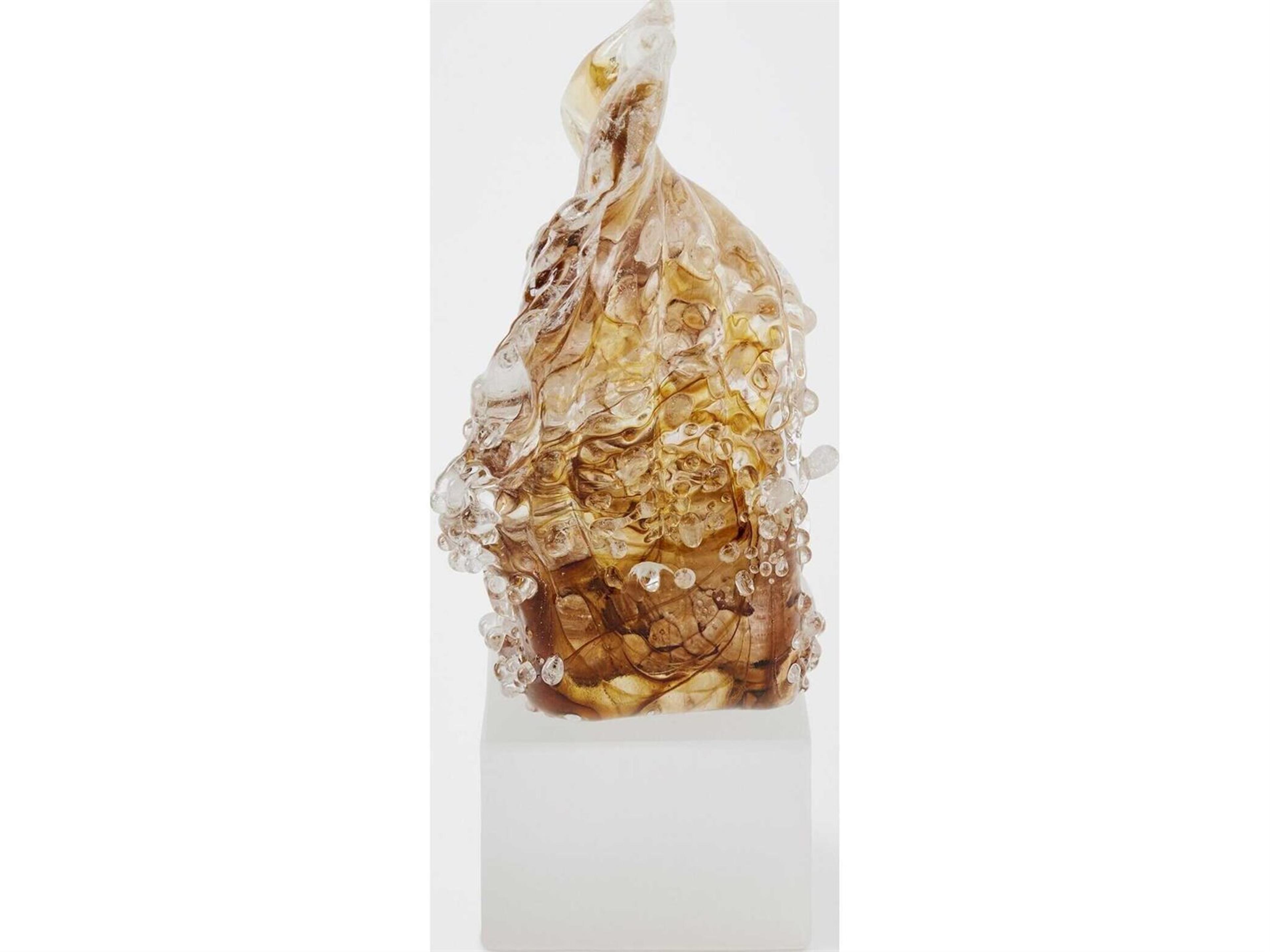 Global Views Tidal Wave Clear Frosted Brown Sculpture Small