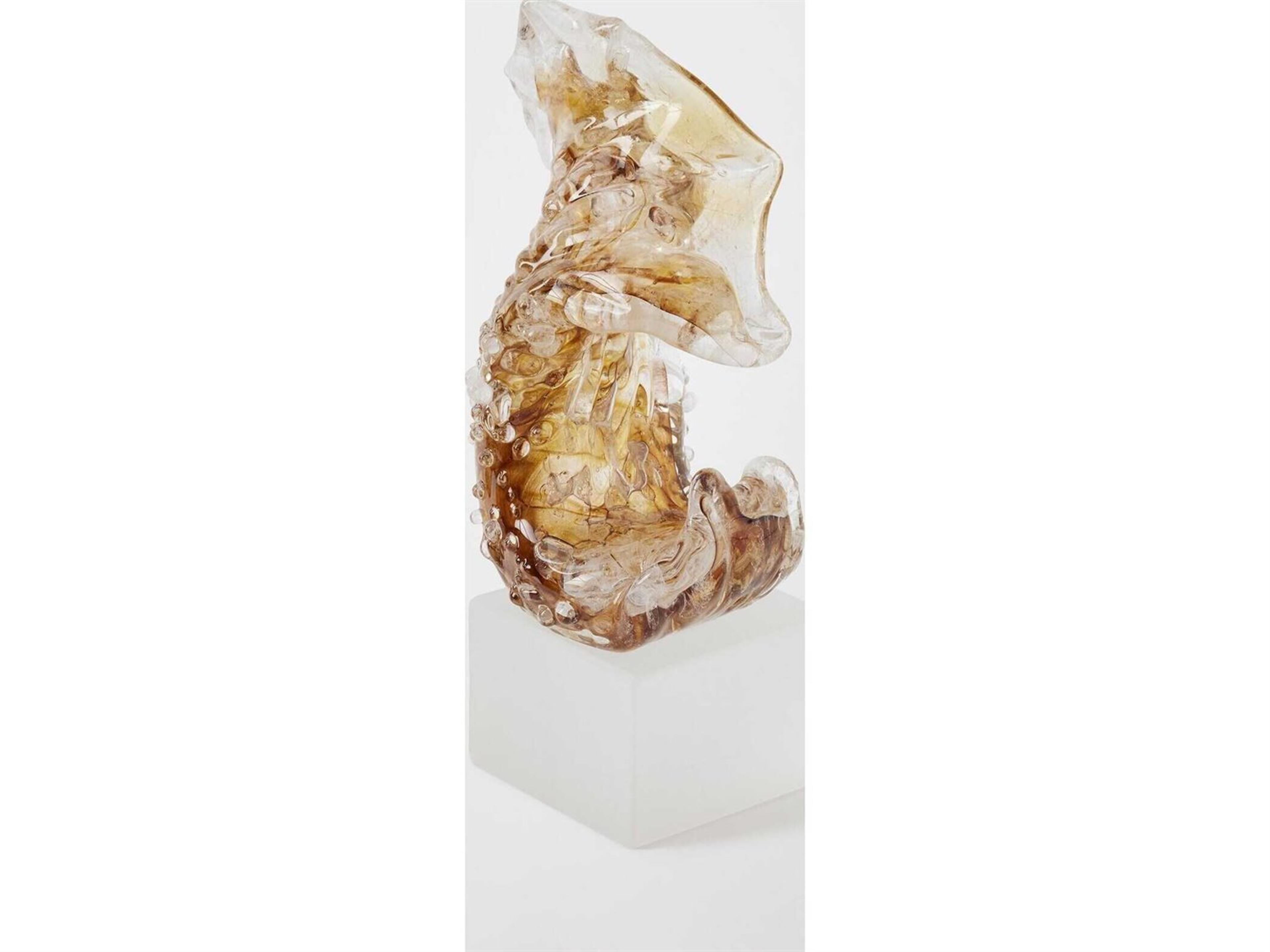 Global Views Tidal Wave Clear Frosted Brown Sculpture Small