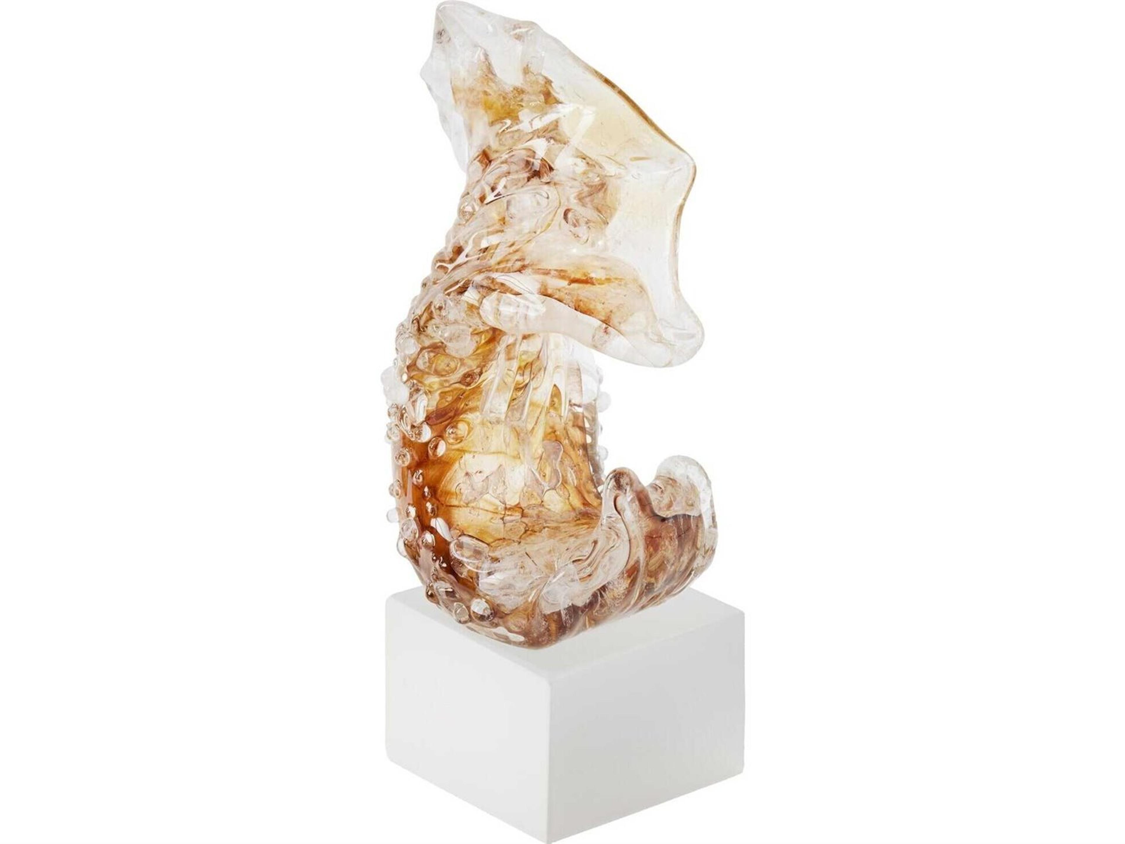 Tidal Wave Clear Frosted Brown Sculpture Small