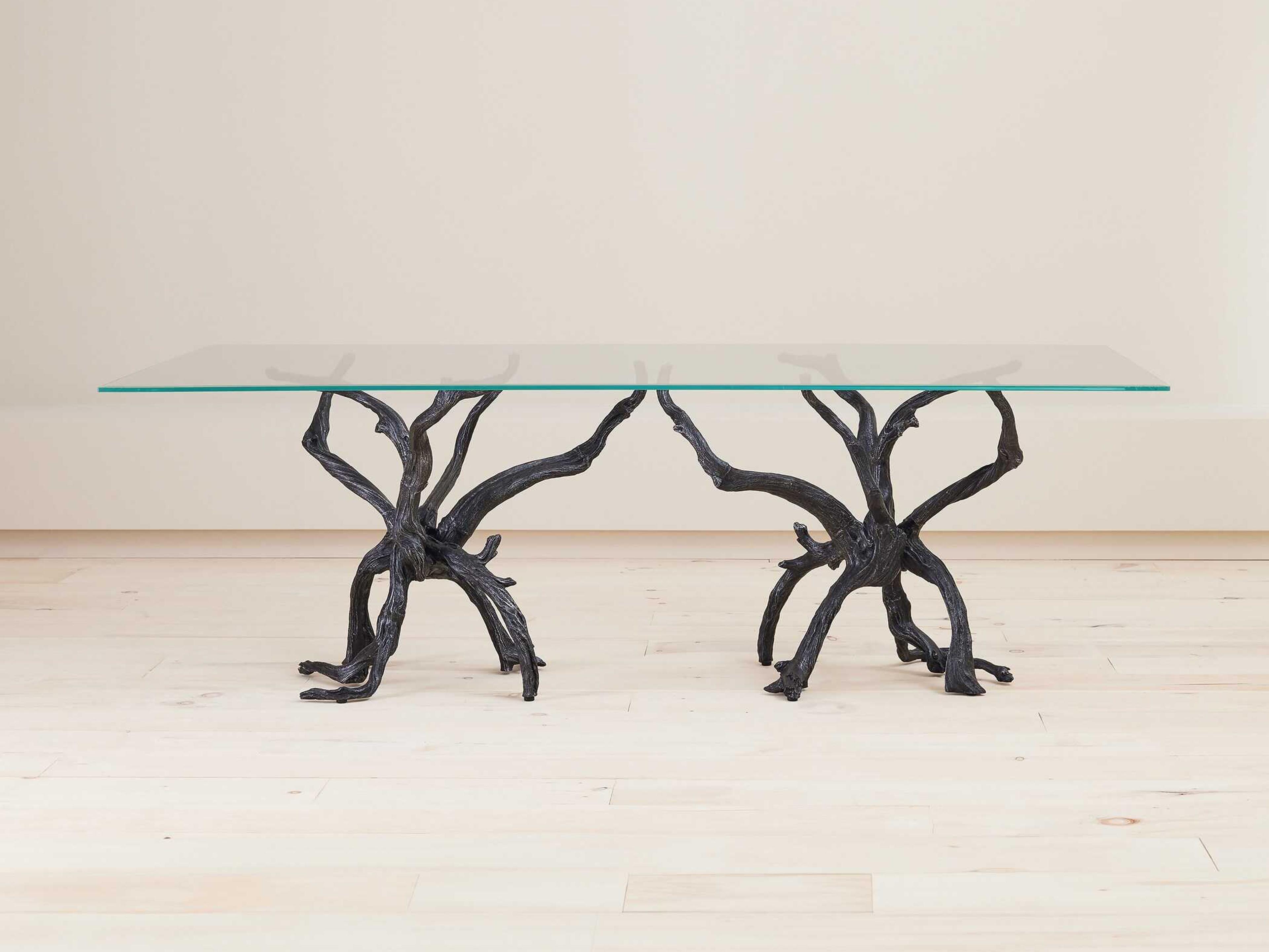 Global Views Monterey Rectangular Glass Natural Iron Dining Table