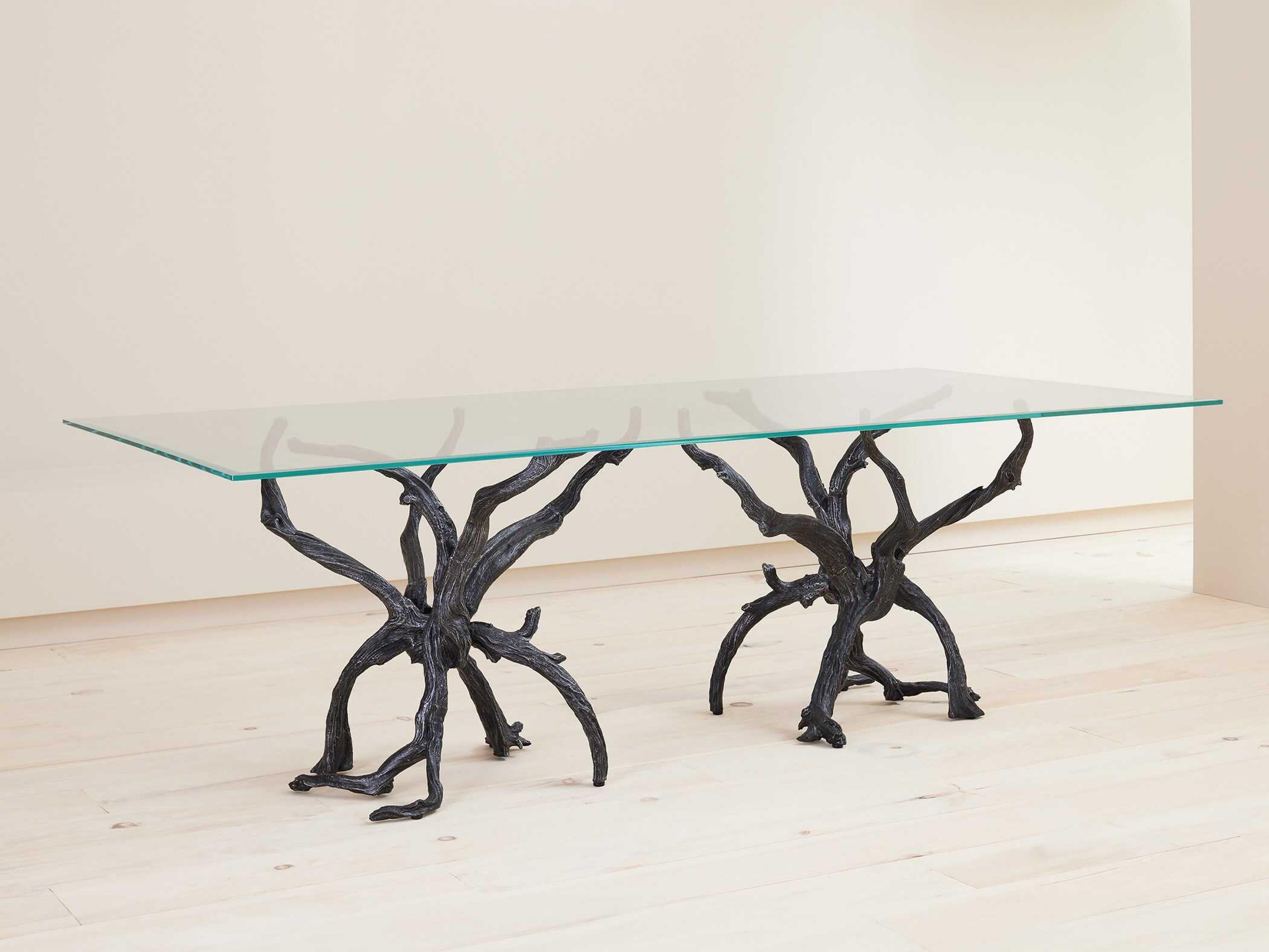 Global Views Monterey Rectangular Glass Natural Iron Dining Table
