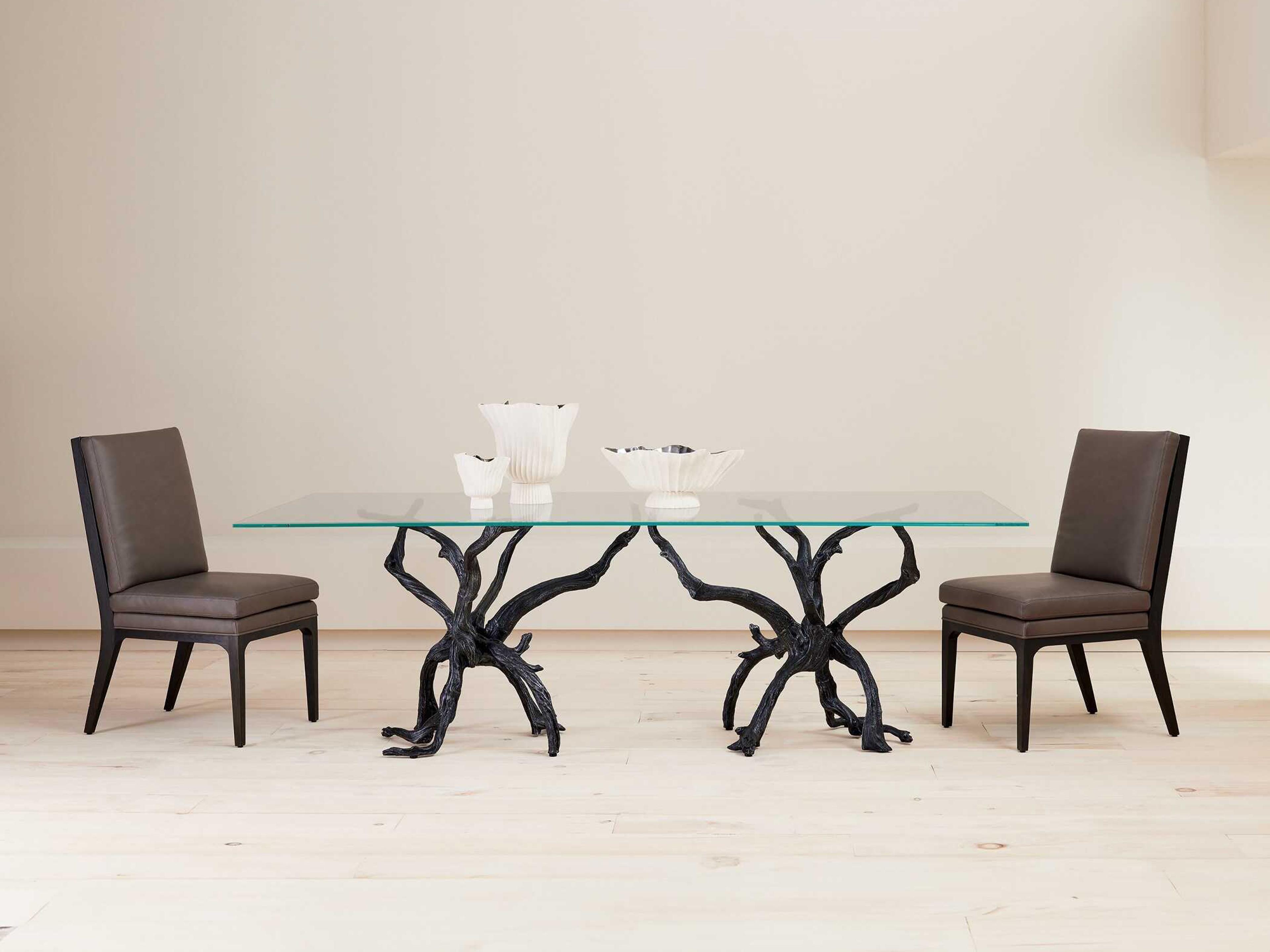 Global Views Monterey Rectangular Glass Natural Iron Dining Table