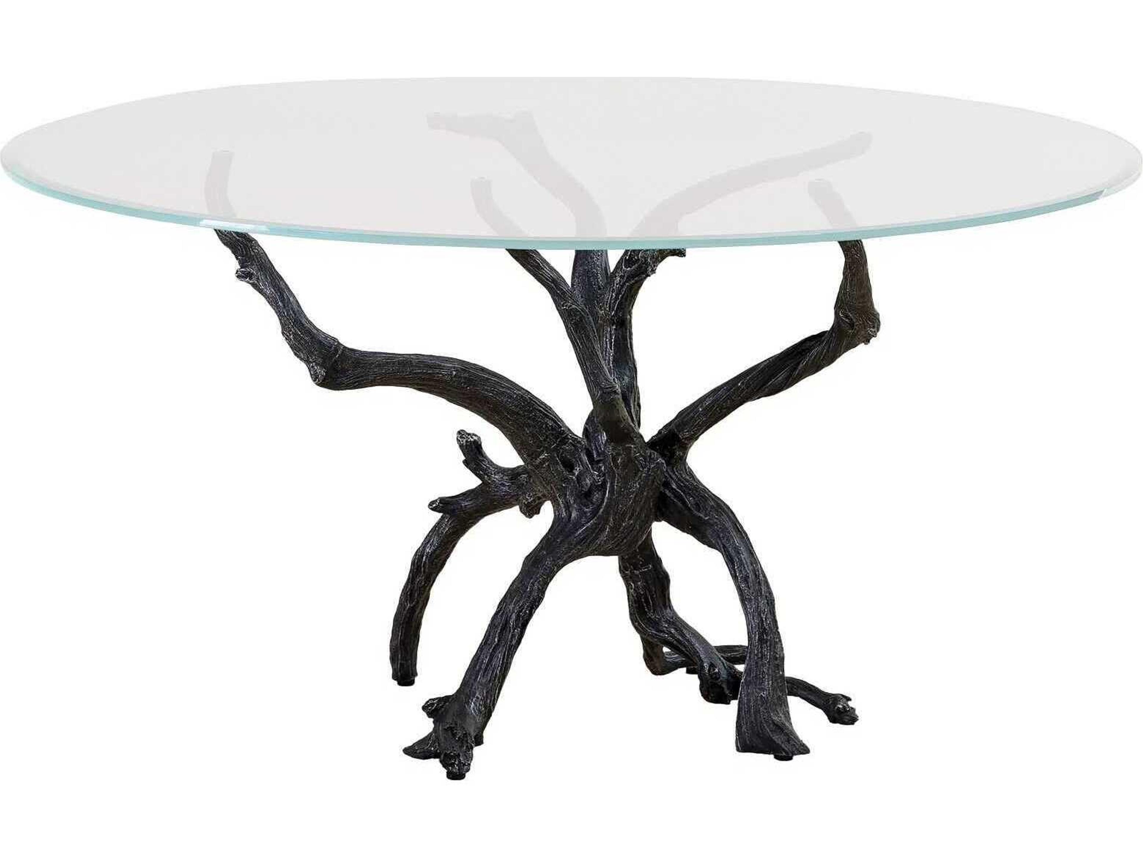 Monterey Round Glass Natural Iron Dining Table