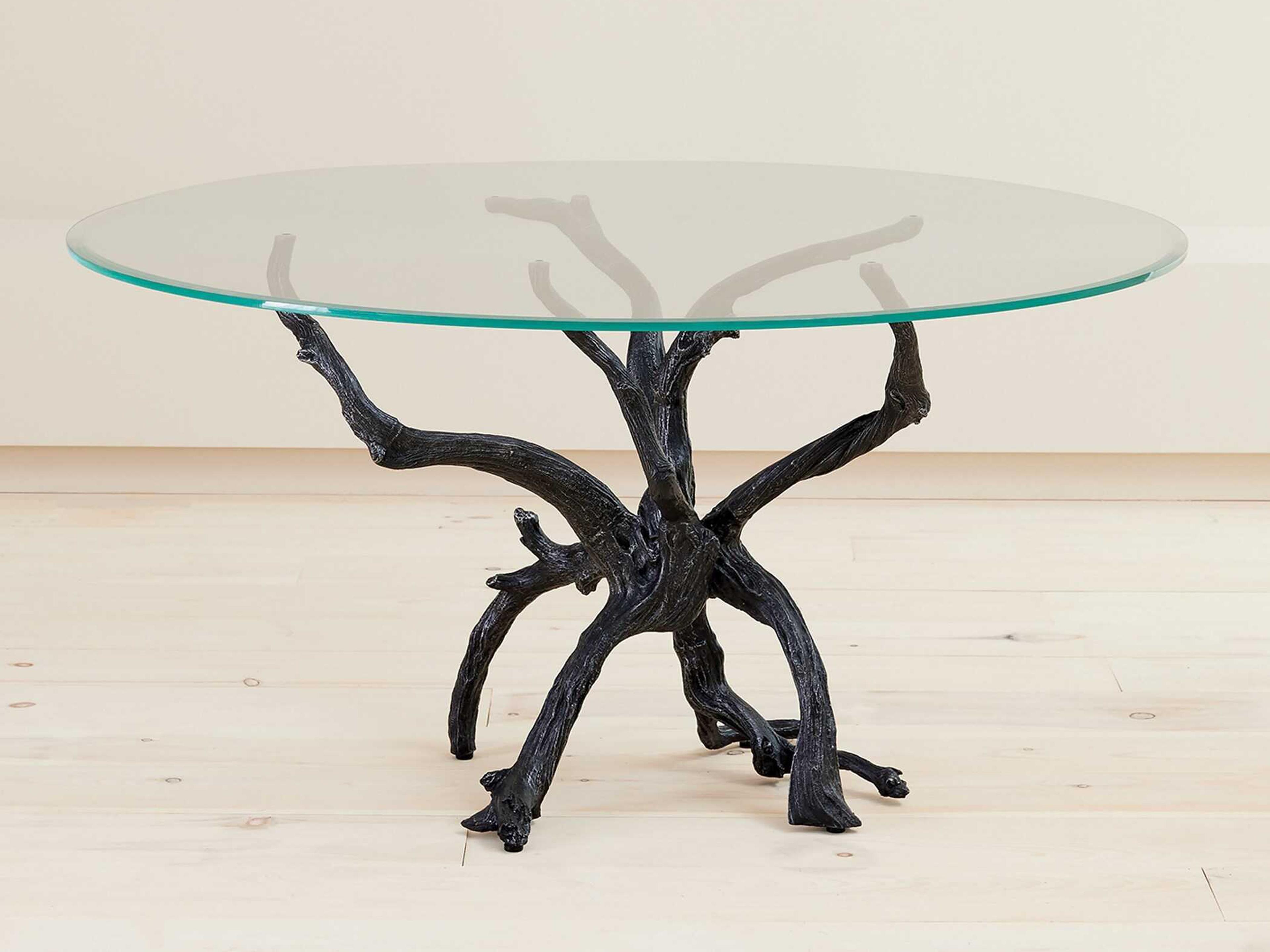 Global Views Monterey Round Glass Natural Iron Dining Table