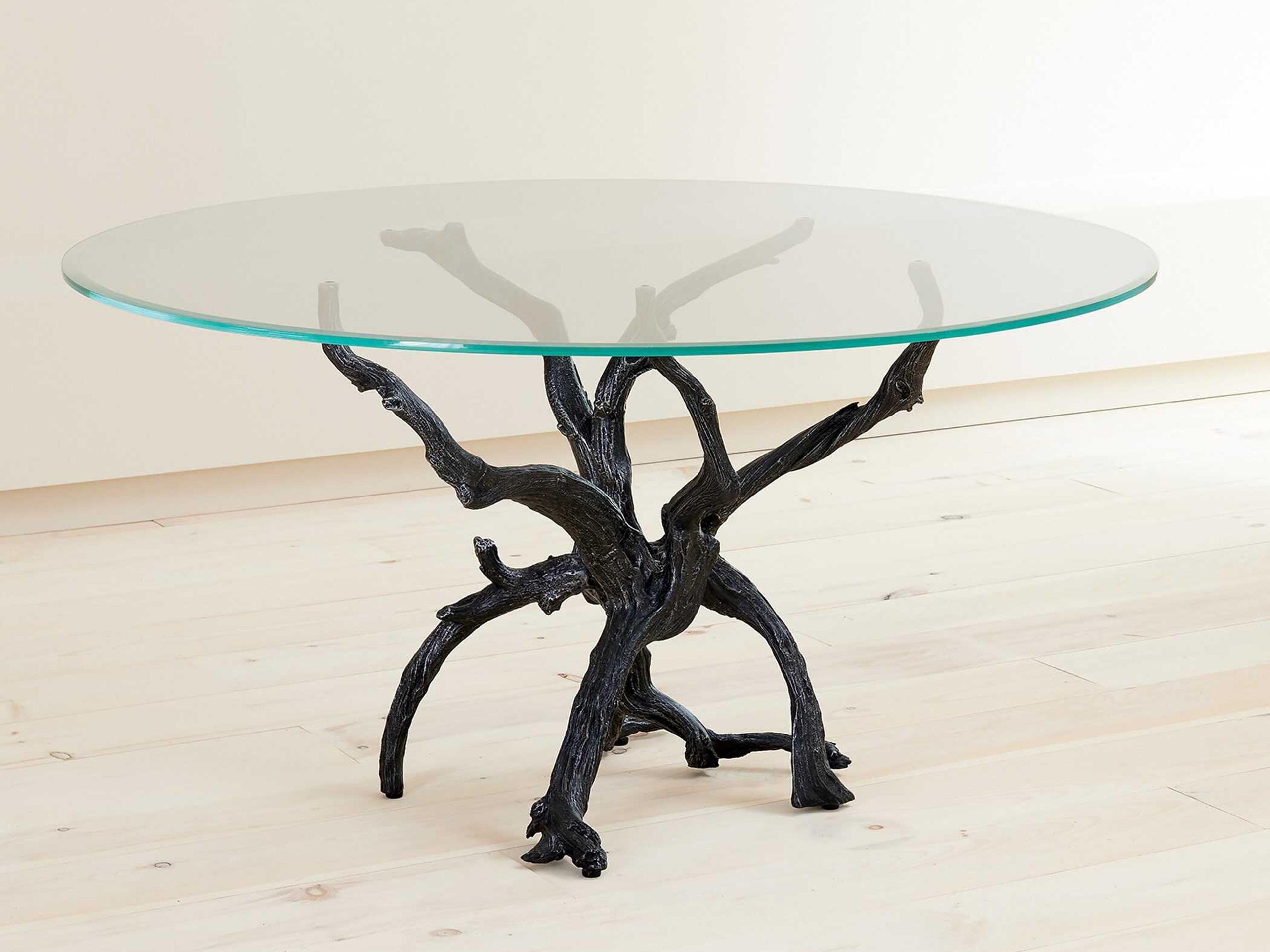 Global Views Monterey Round Glass Natural Iron Dining Table