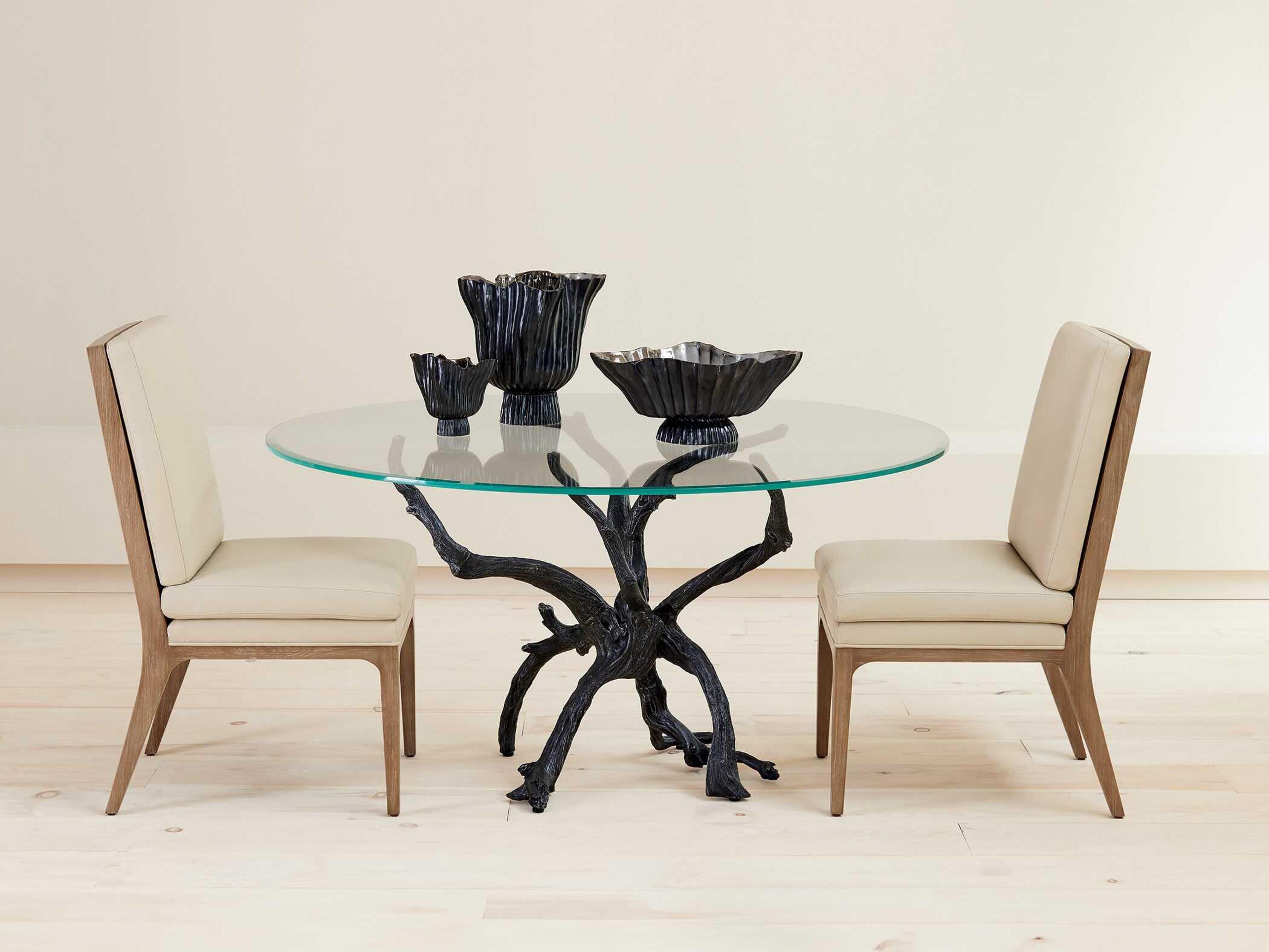 Global Views Monterey Round Glass Natural Iron Dining Table