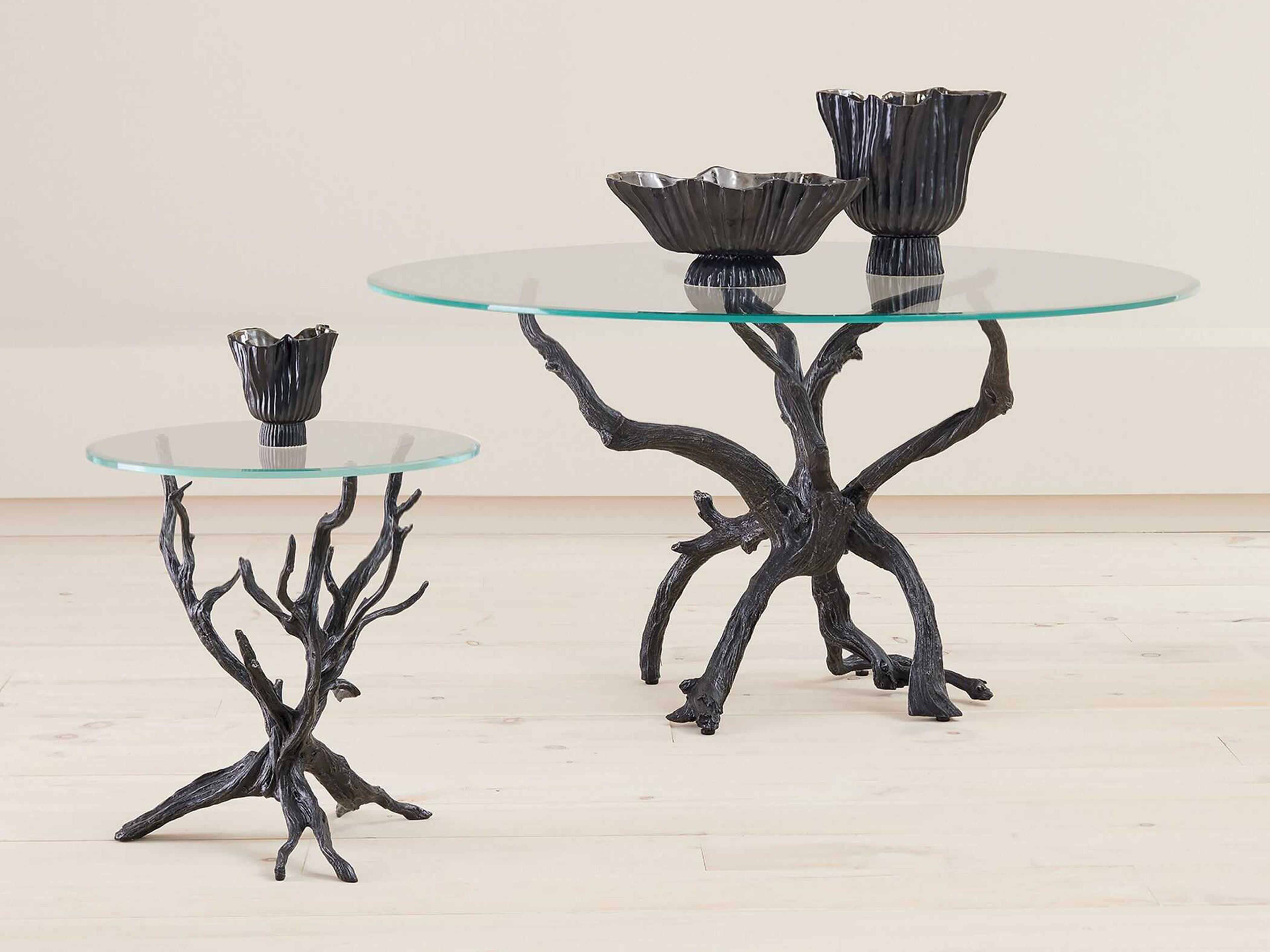 Global Views Monterey Round Glass Natural Iron Dining Table