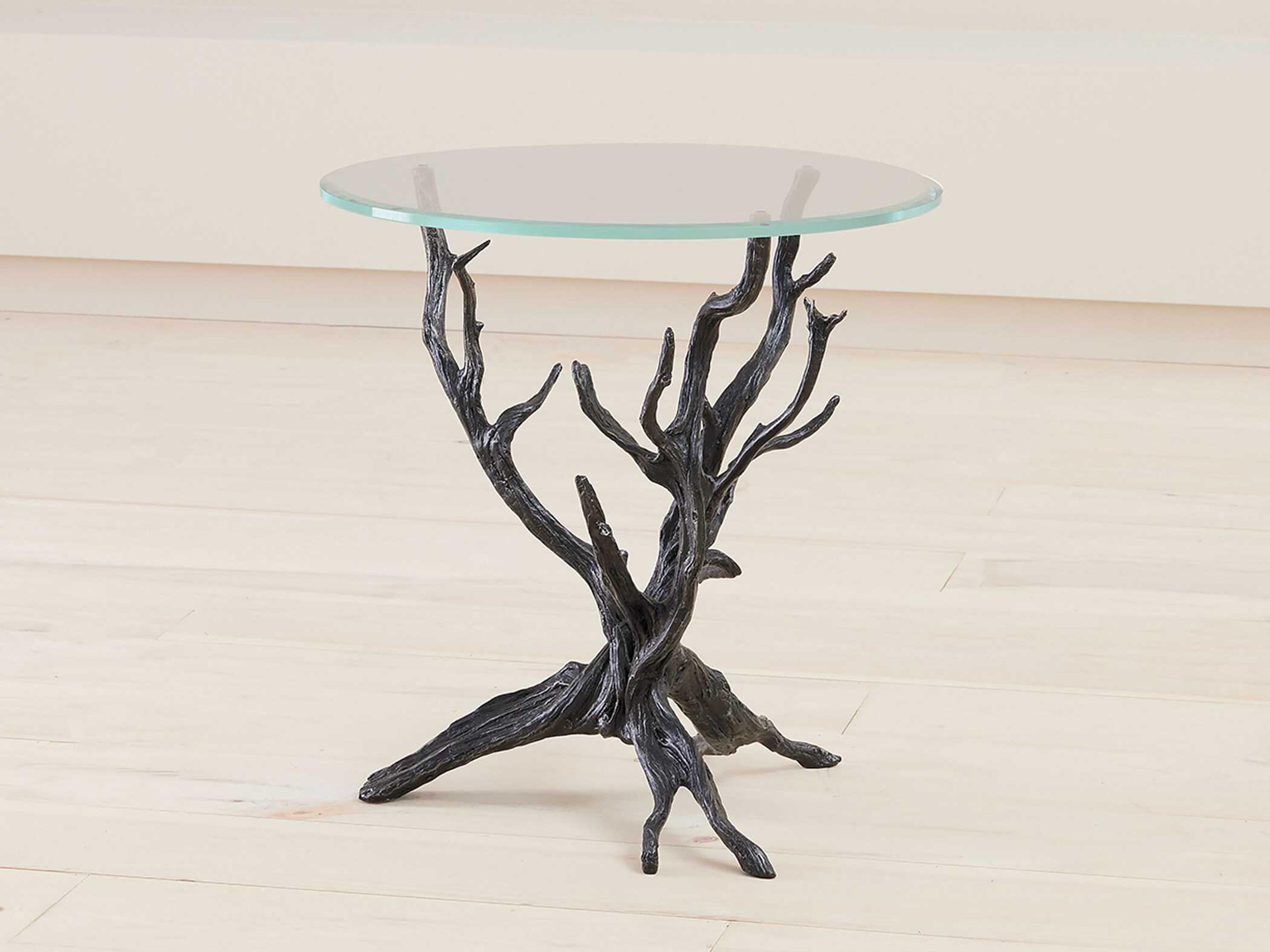 Global Views Monterey Round Glass Natural Iron End Table