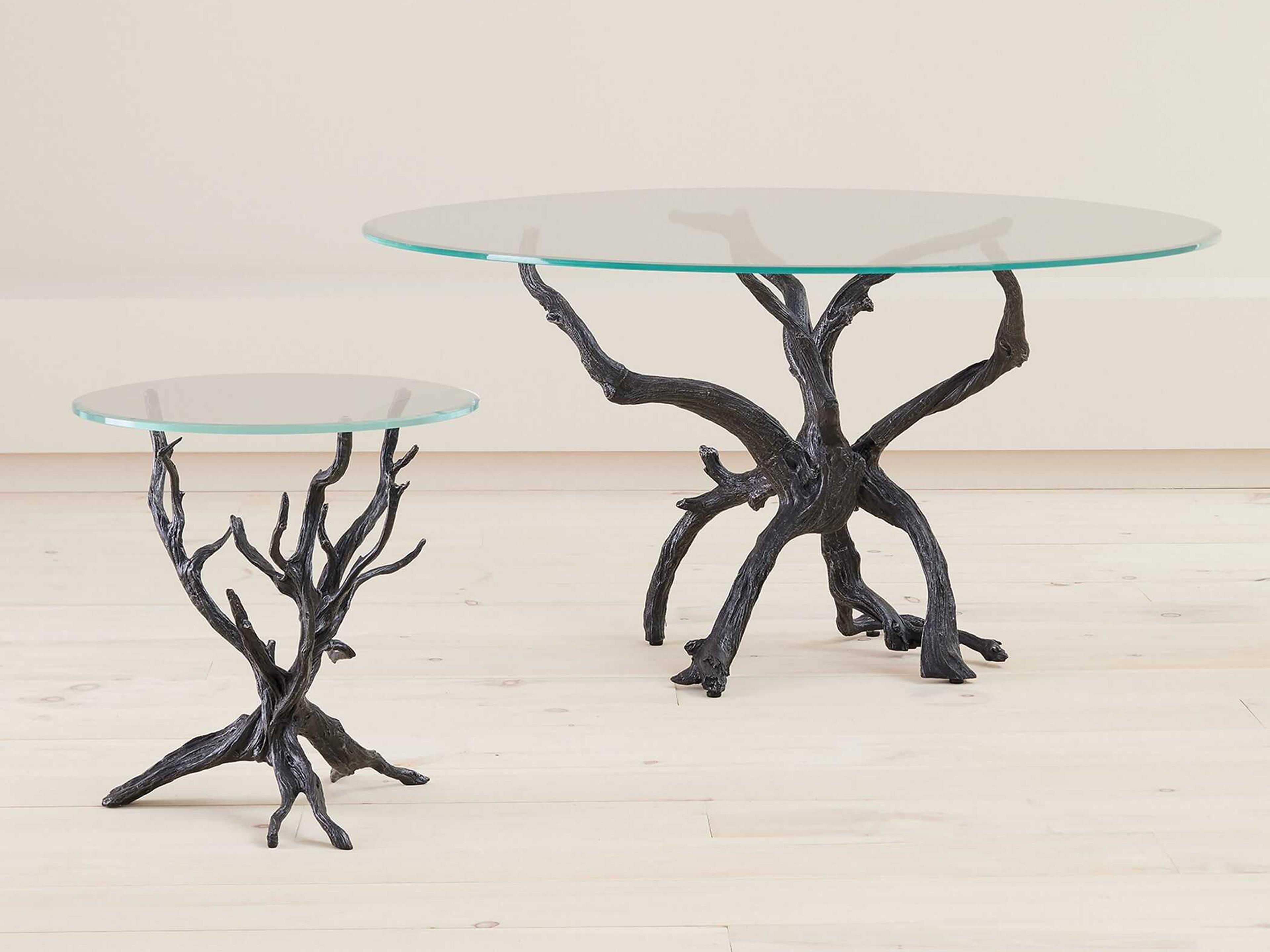 Global Views Monterey Round Glass Natural Iron End Table