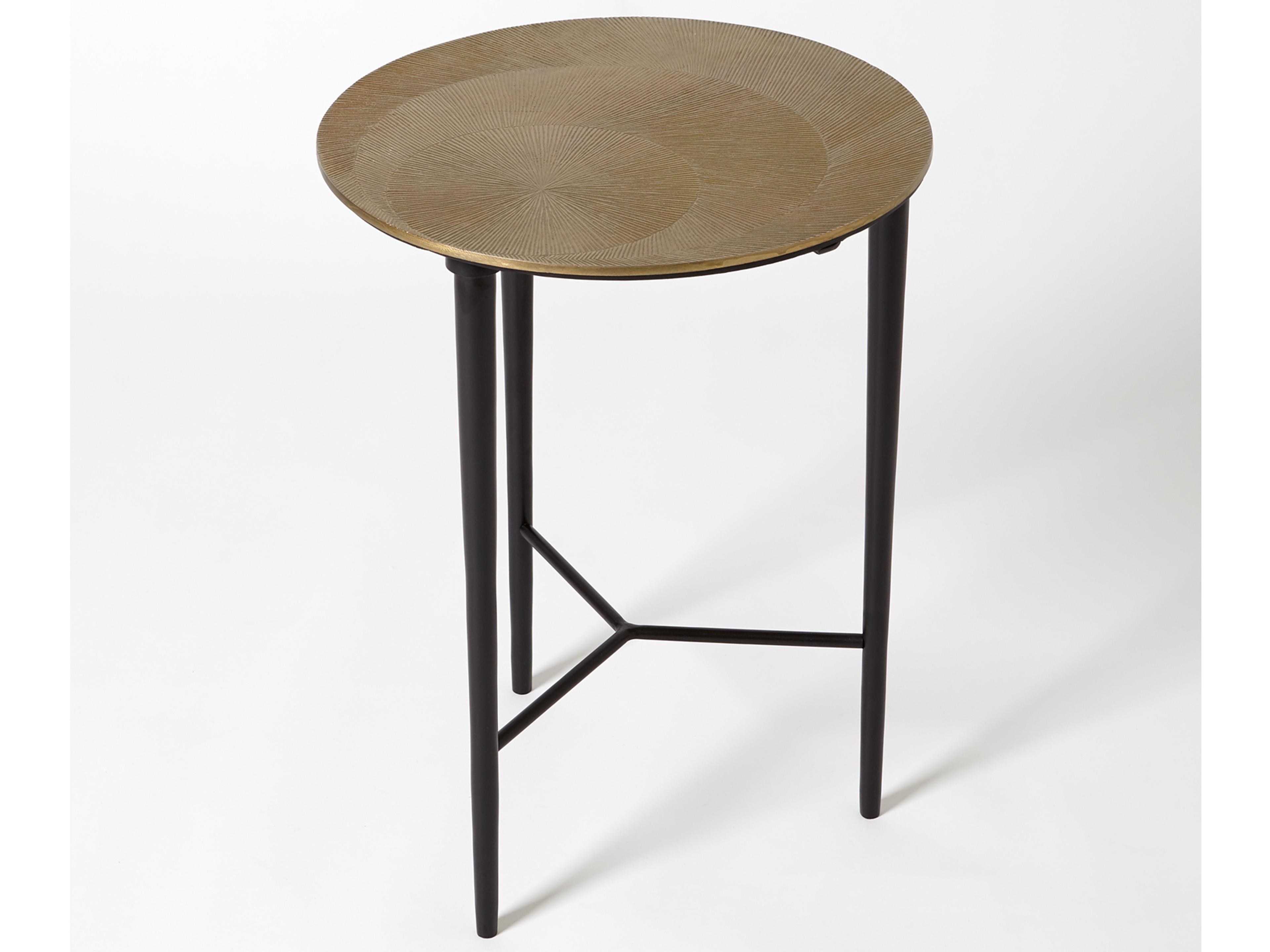 Round Metal Antique Brass End Table