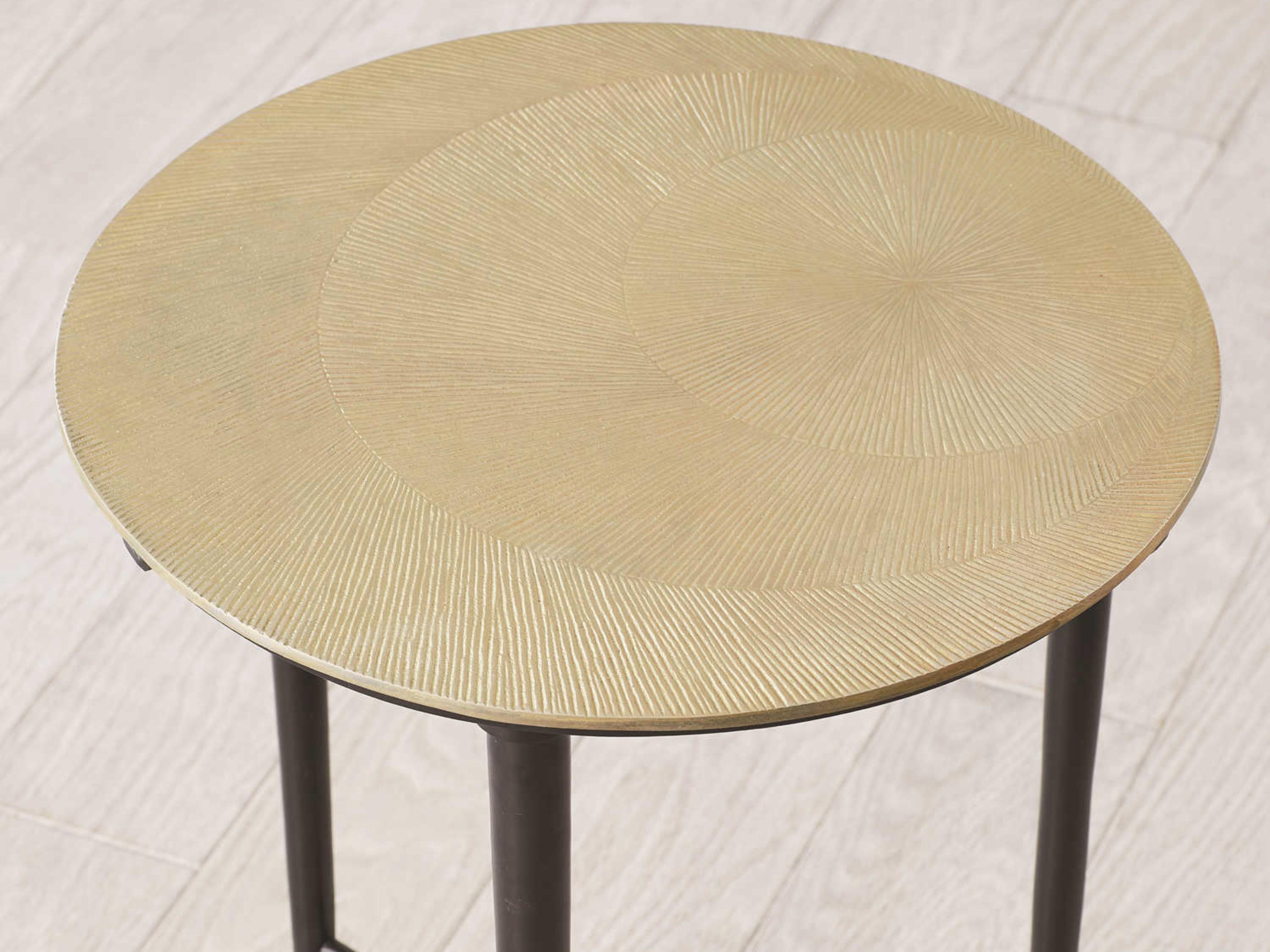 Global Views Round Metal Antique Brass End Table