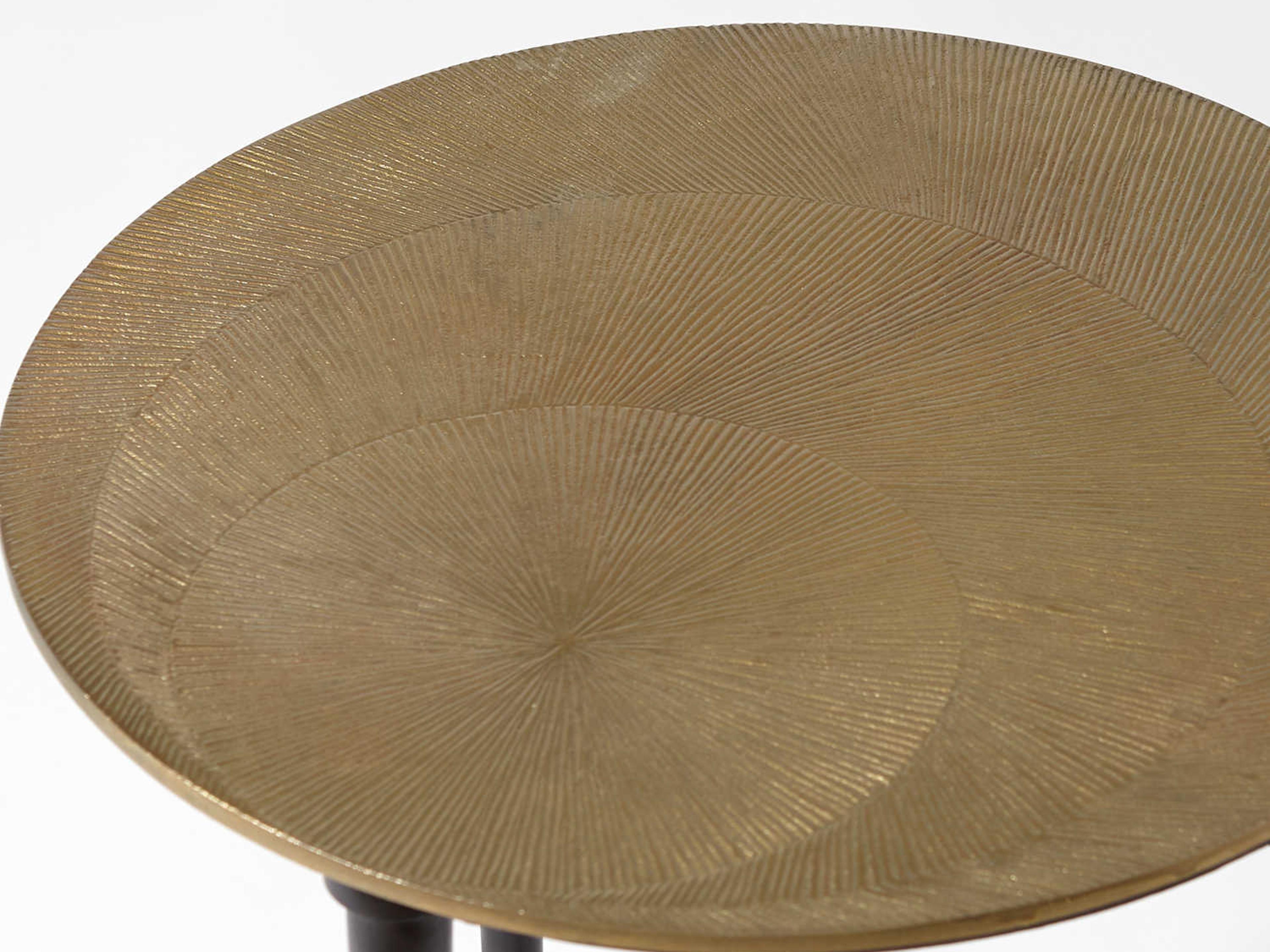 Global Views Round Metal Antique Brass End Table