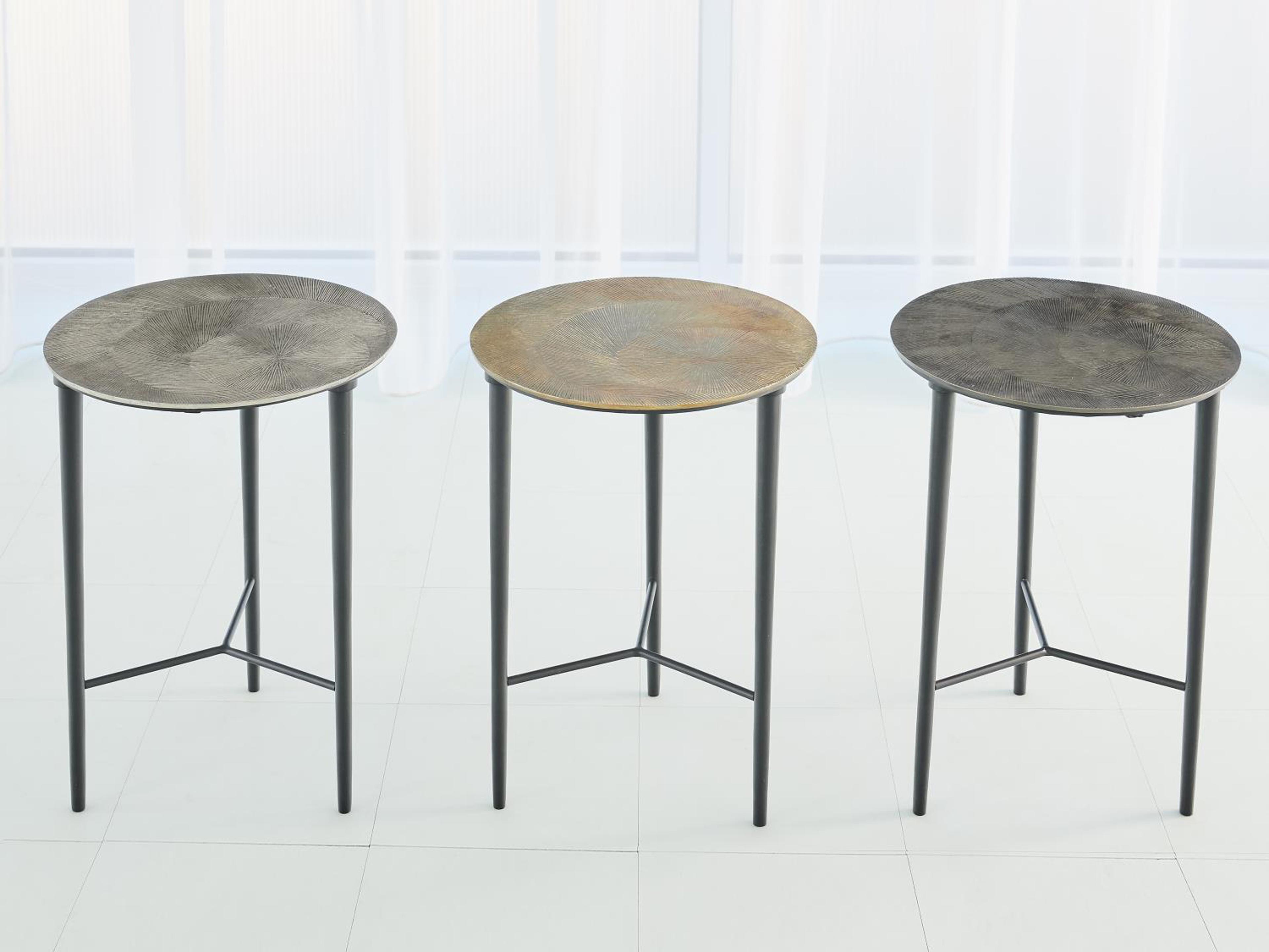 Global Views Round Metal Antique Brass End Table