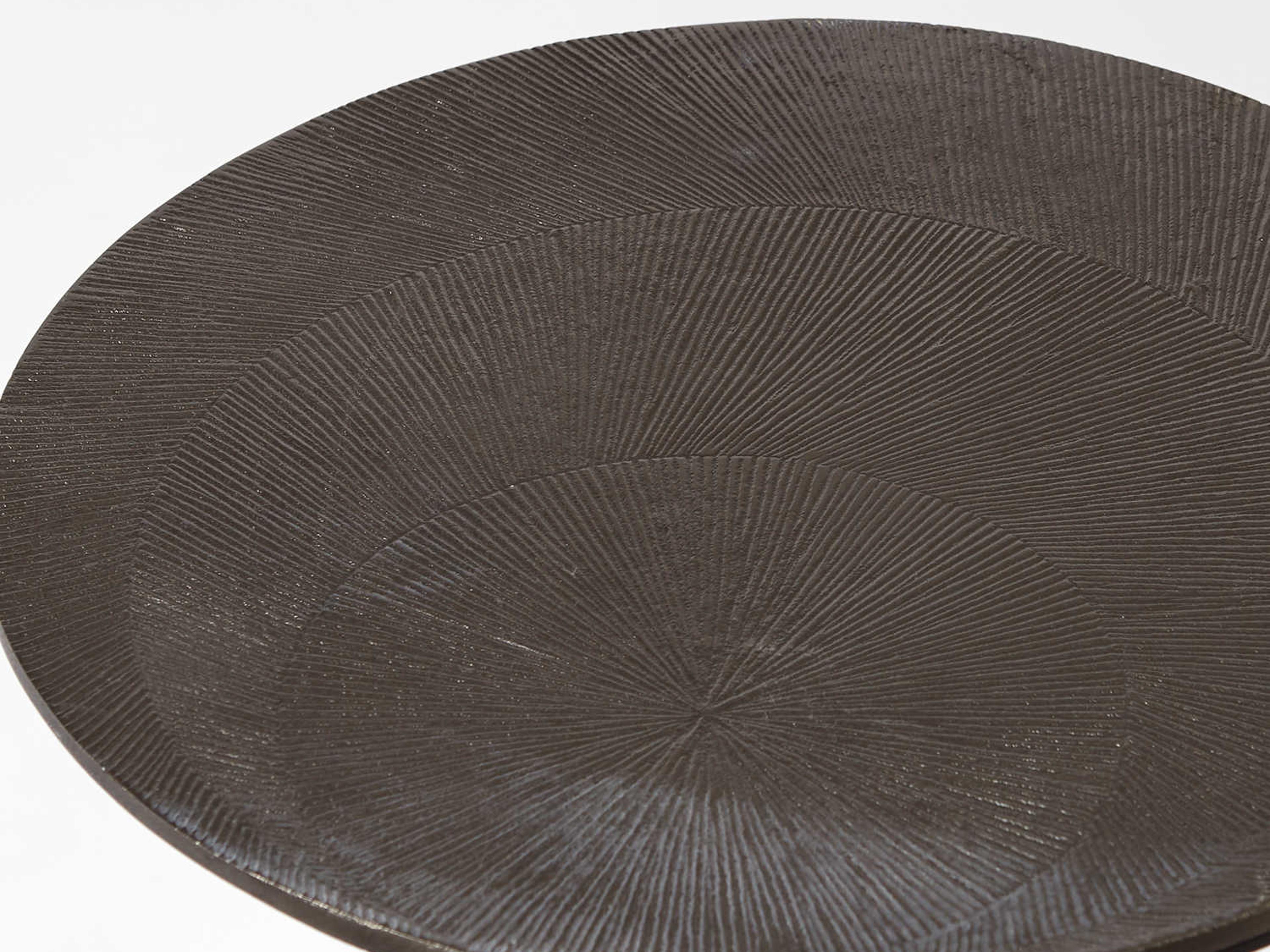 Global Views Round Metal Black Nickel End Table