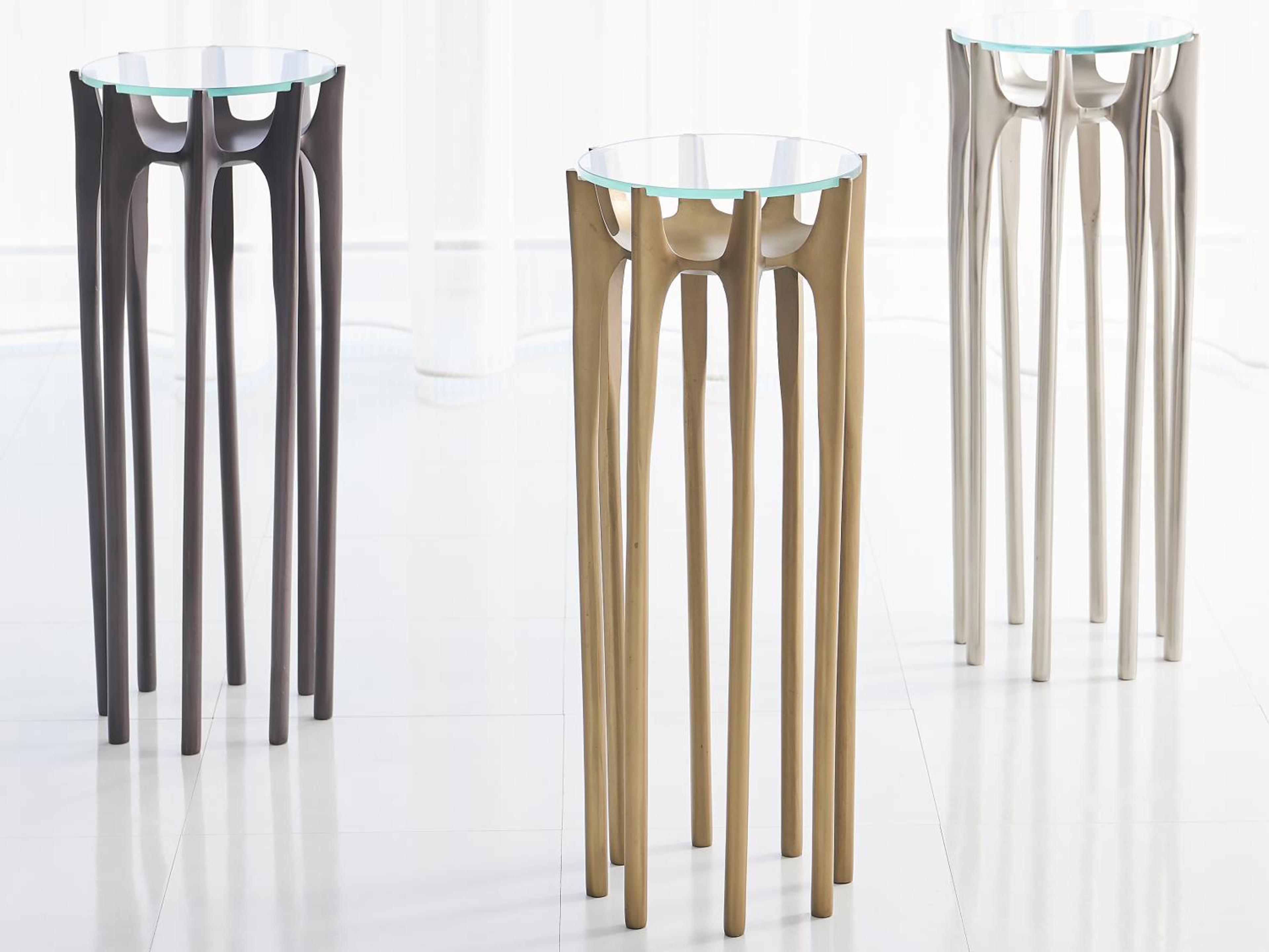 Global Views 9" Round Glass Oil Rubbed Bronze End Table