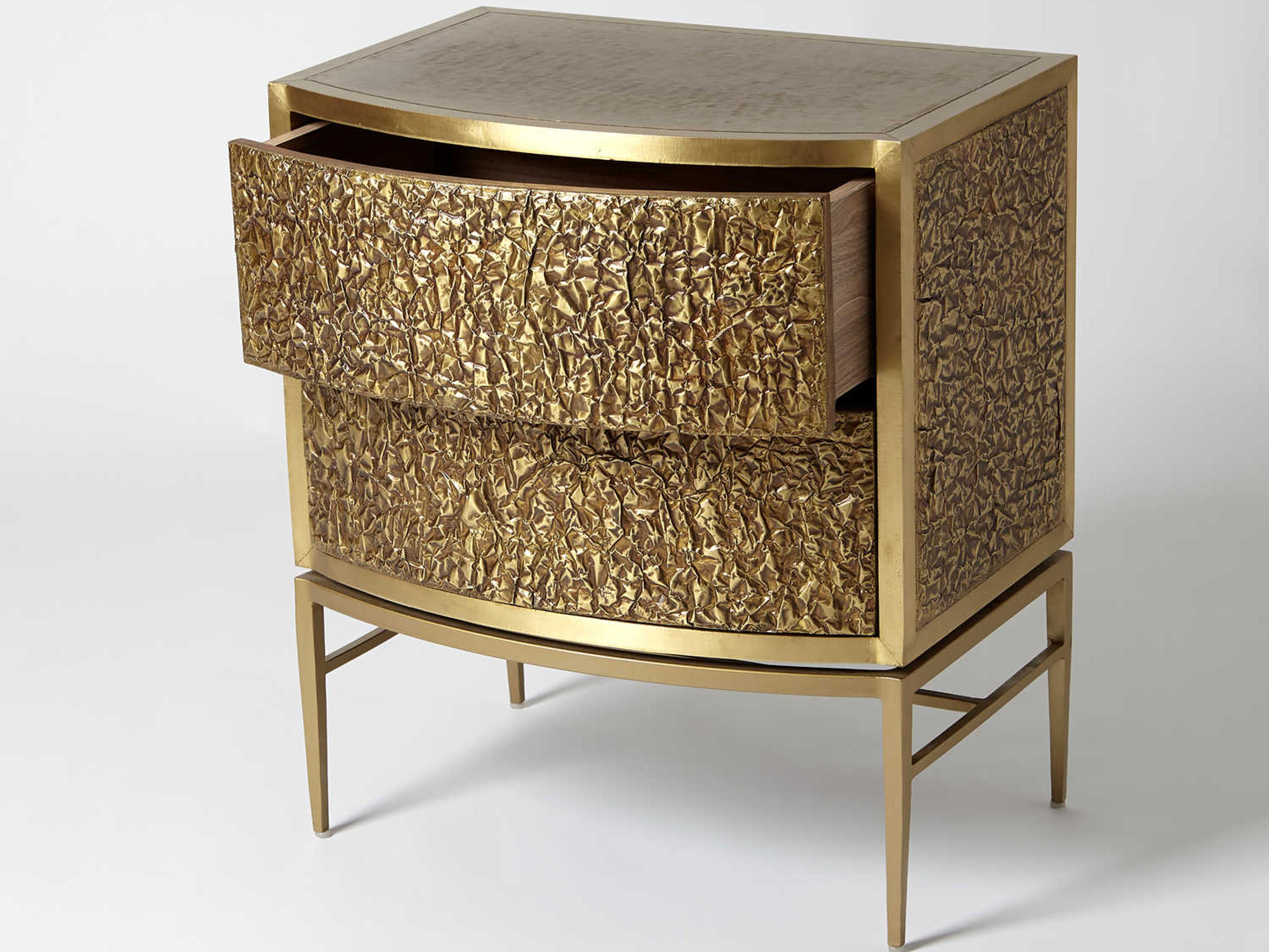 Global Views 2-Drawers Gold Chest Nightstand