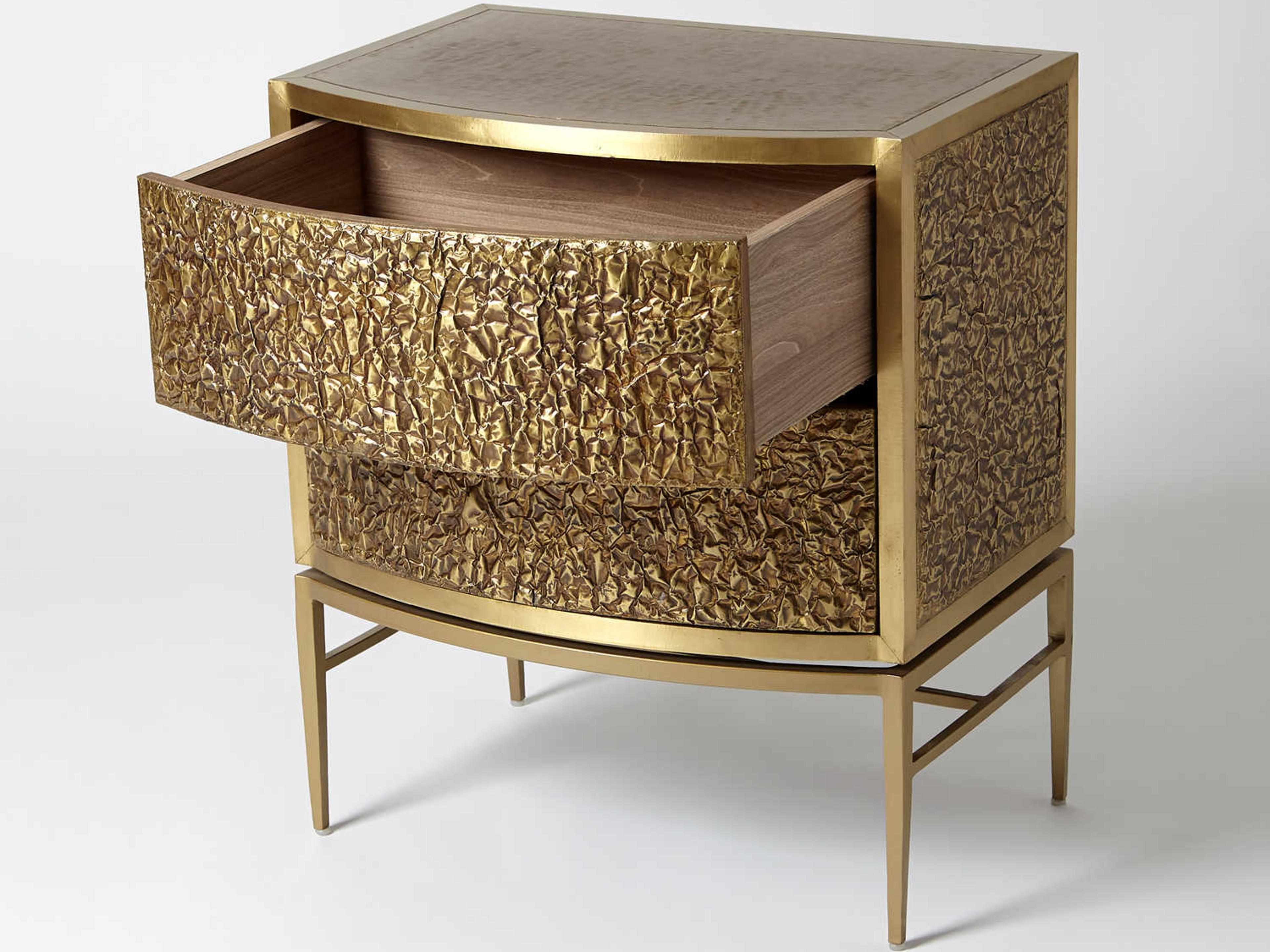 Global Views 2-Drawers Gold Chest Nightstand