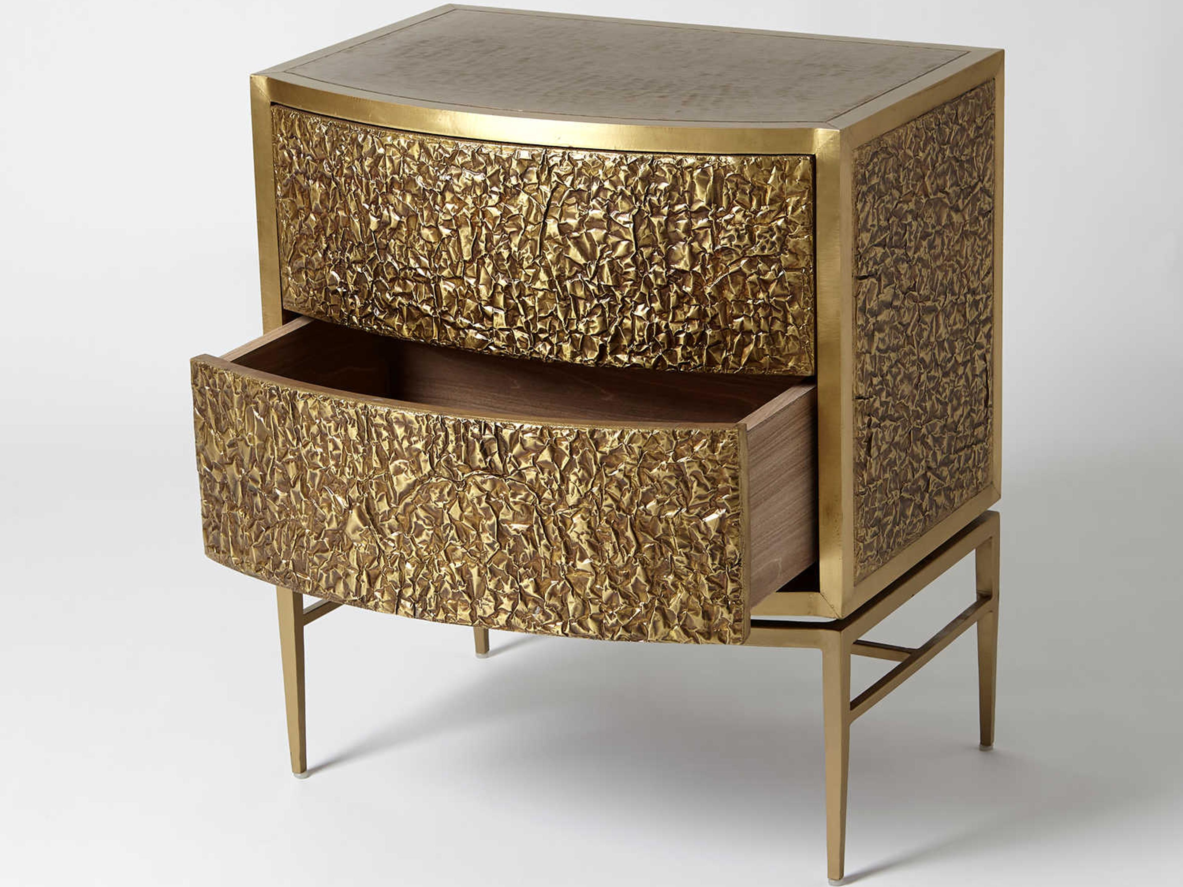 Global Views 2-Drawers Gold Chest Nightstand