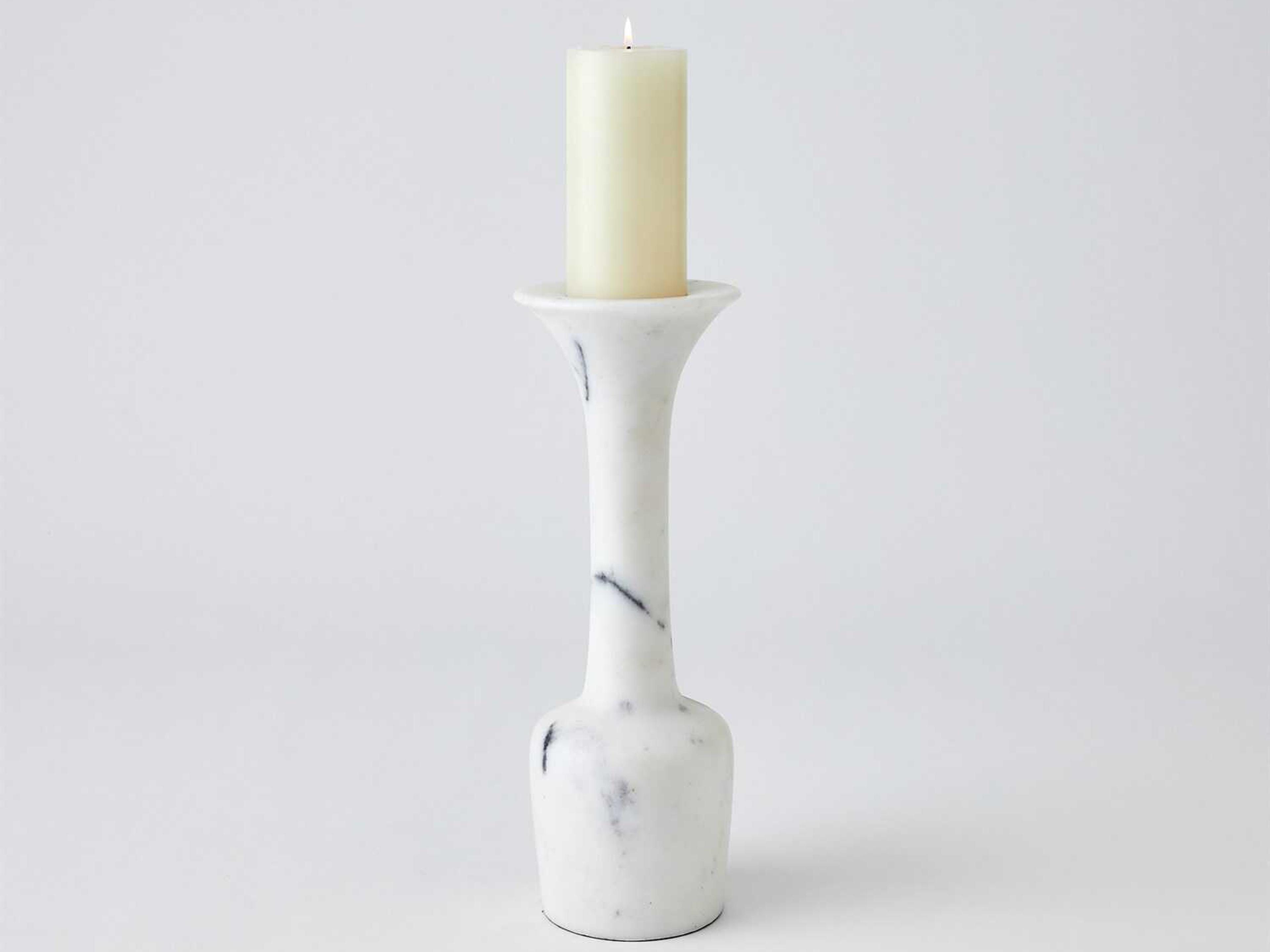 Global Views Calyx White 16" High Candle Holder