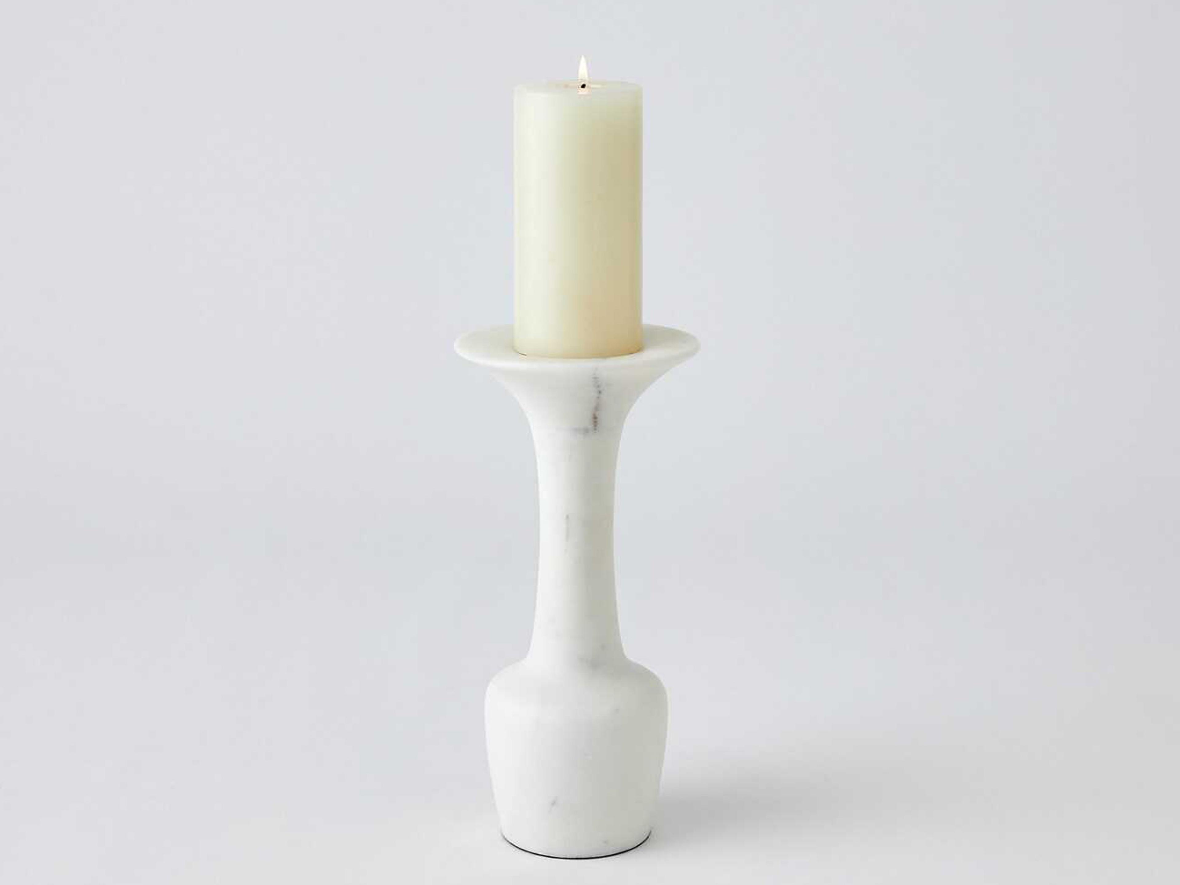 Global Views Calyx White 12" High Candle Holder
