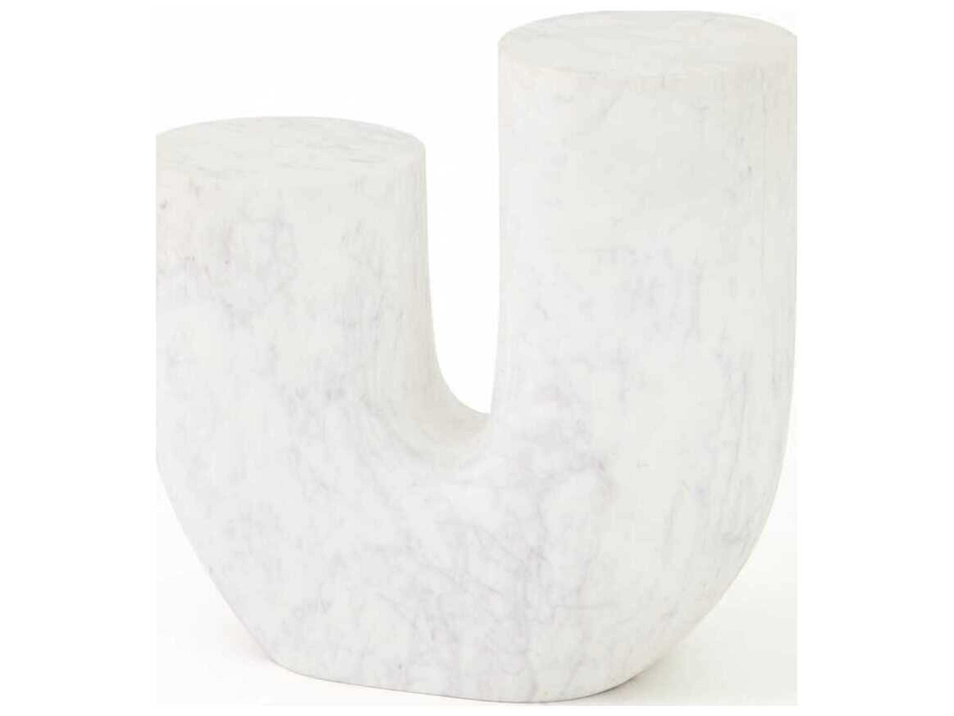Round Marble White End Table