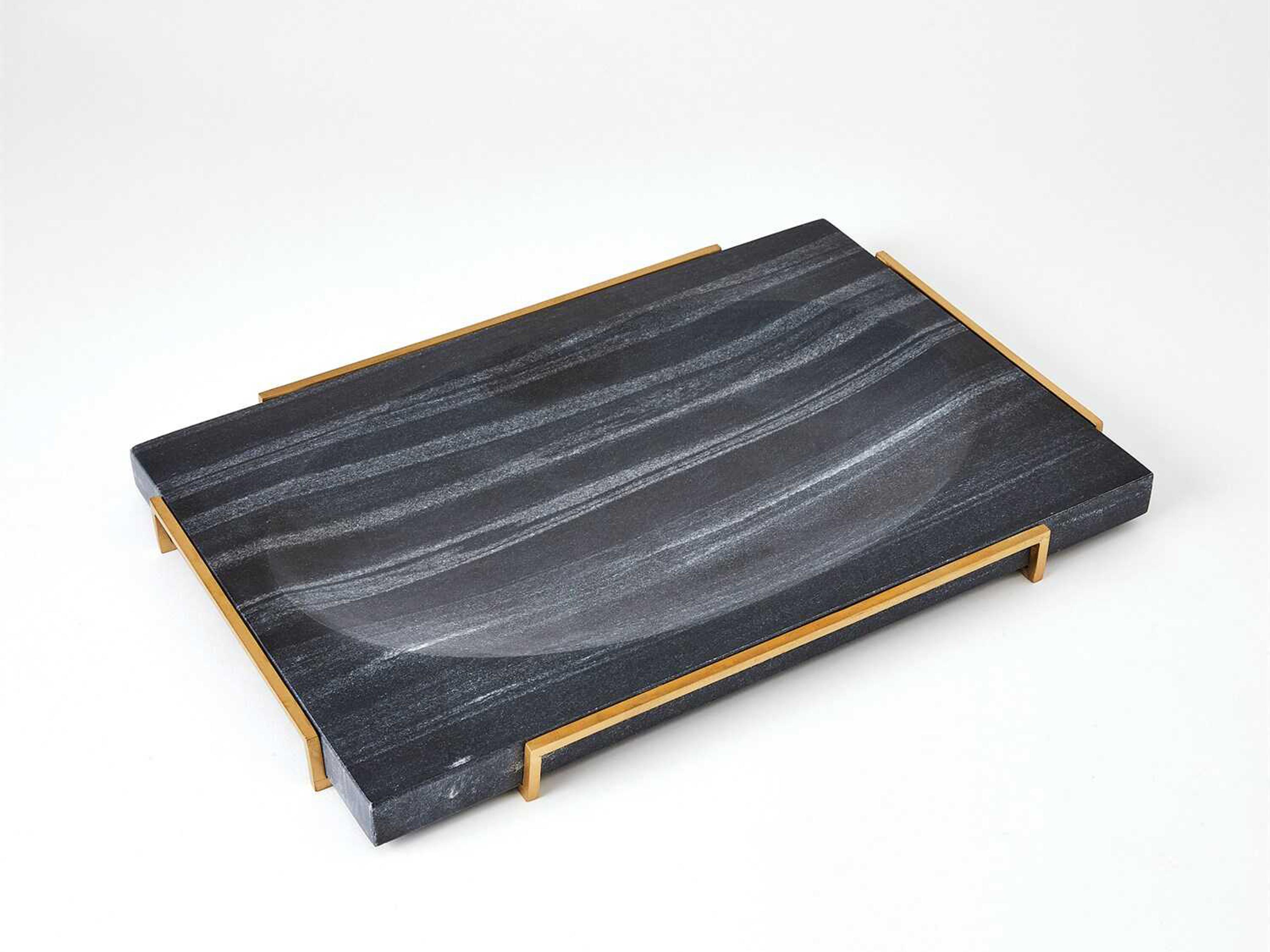 Global Views Overture Black Marble Tray