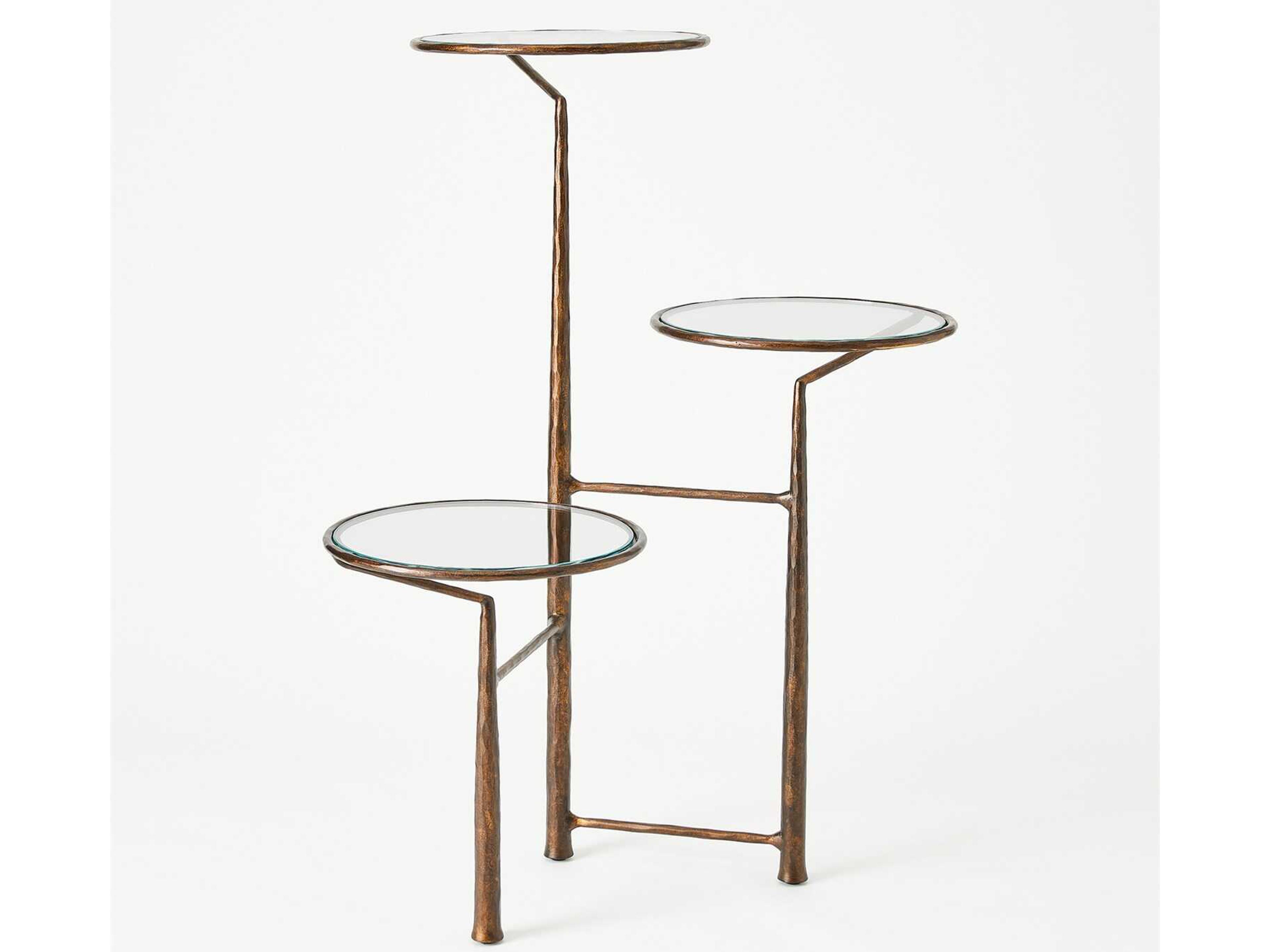 Round Glass Bronze End Table