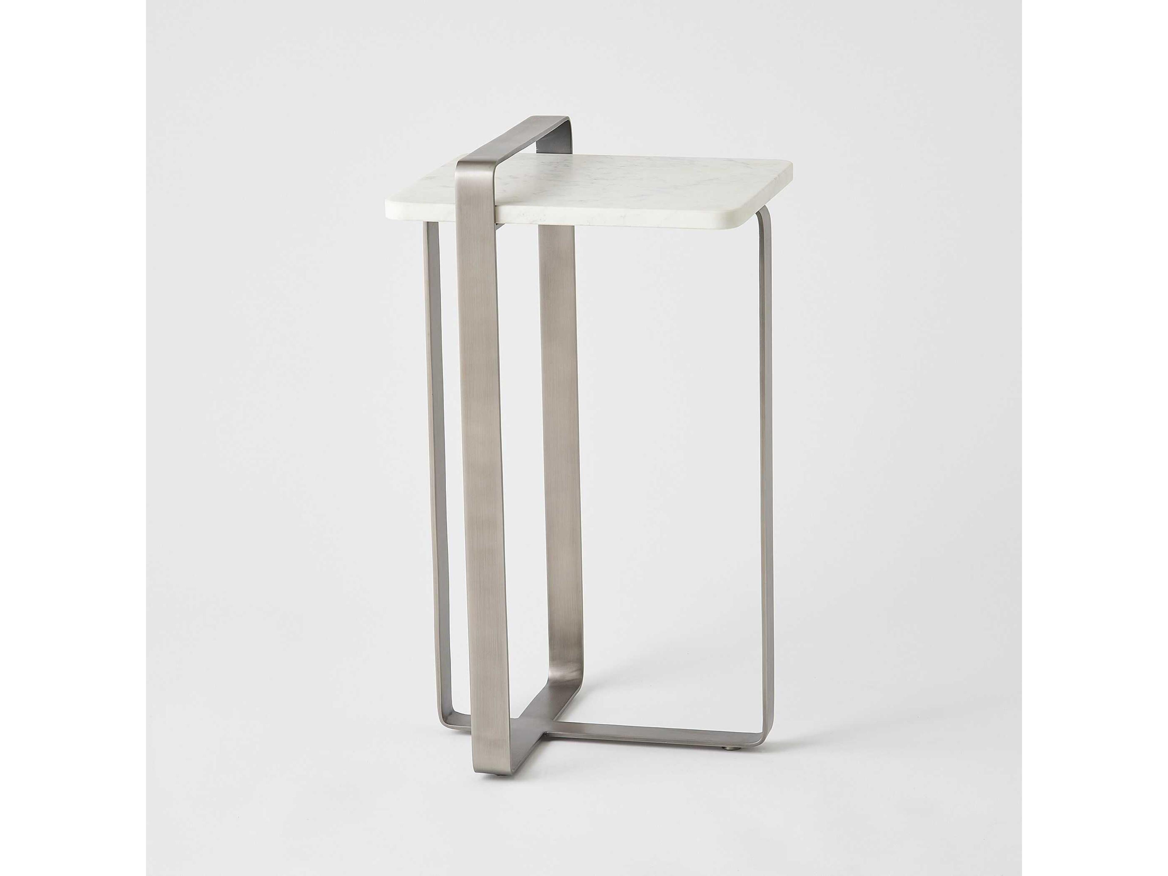 Global Views Edit Rectangular Marble Brushed Gunmetal End Table