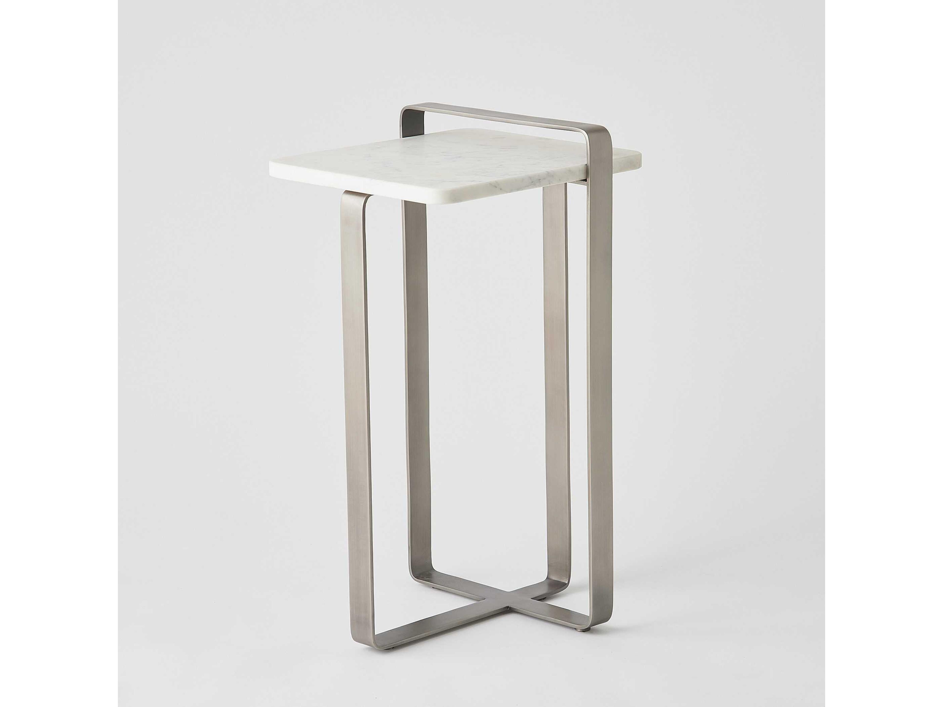Global Views Edit Rectangular Marble Brushed Gunmetal End Table