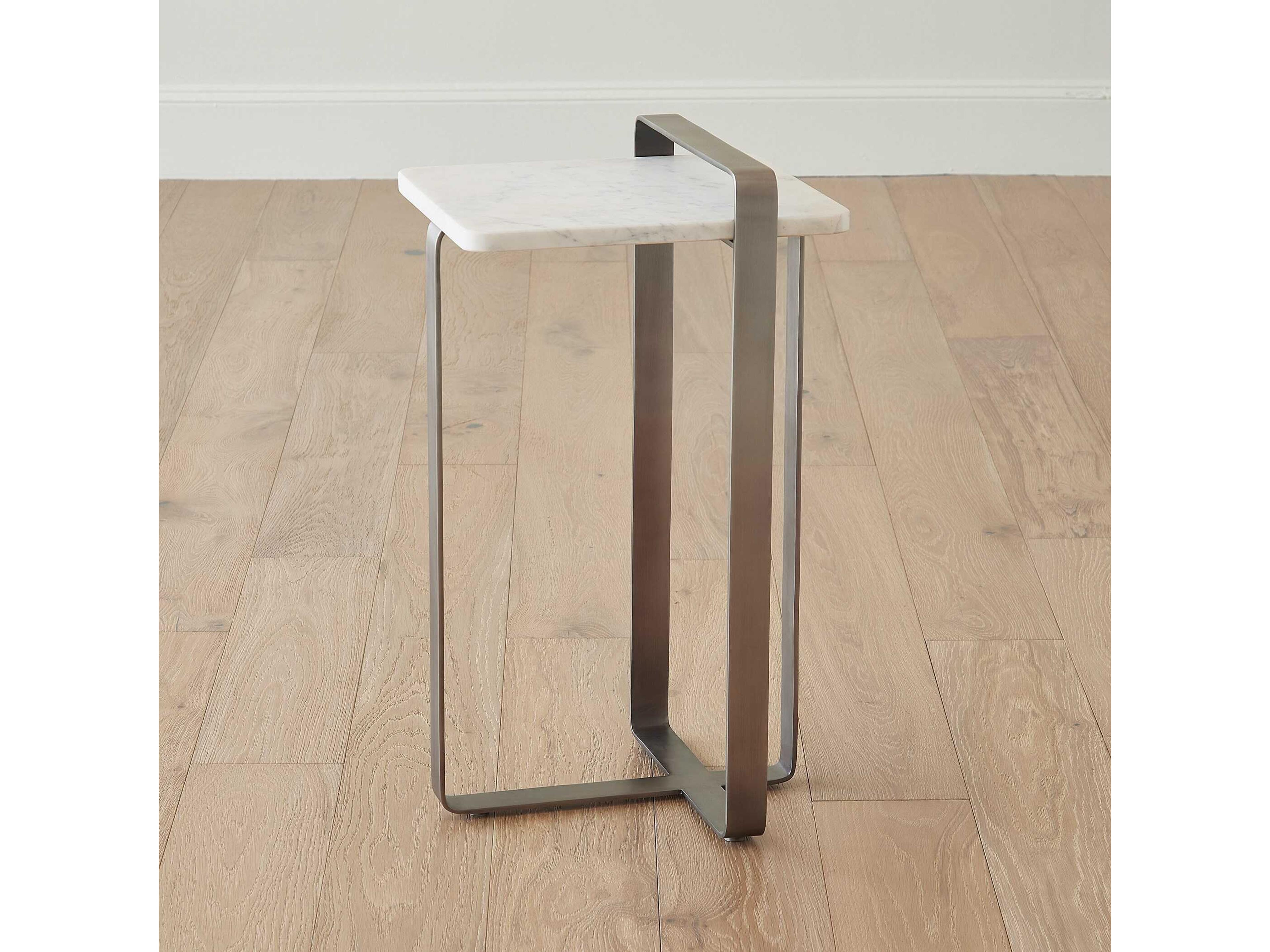 Global Views Edit Rectangular Marble Brushed Gunmetal End Table